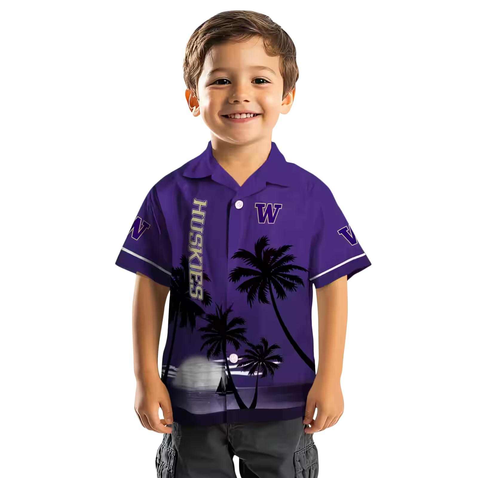 washington huskies beach sunset purple black hawaiian shirt top rated