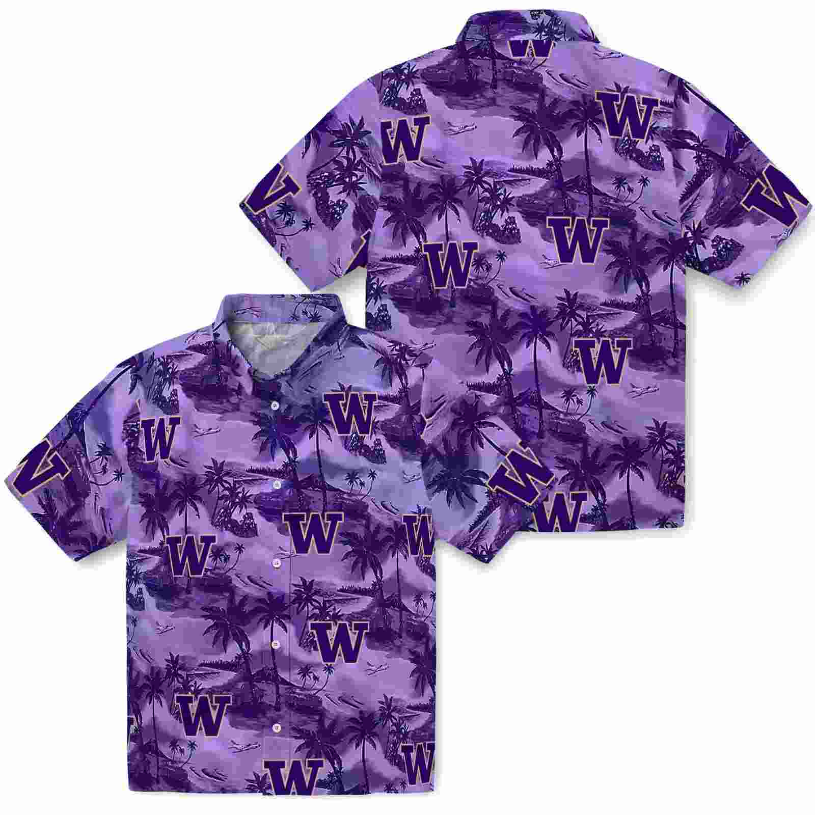 washington huskies coastal palms purple hawaiian shirt high quality