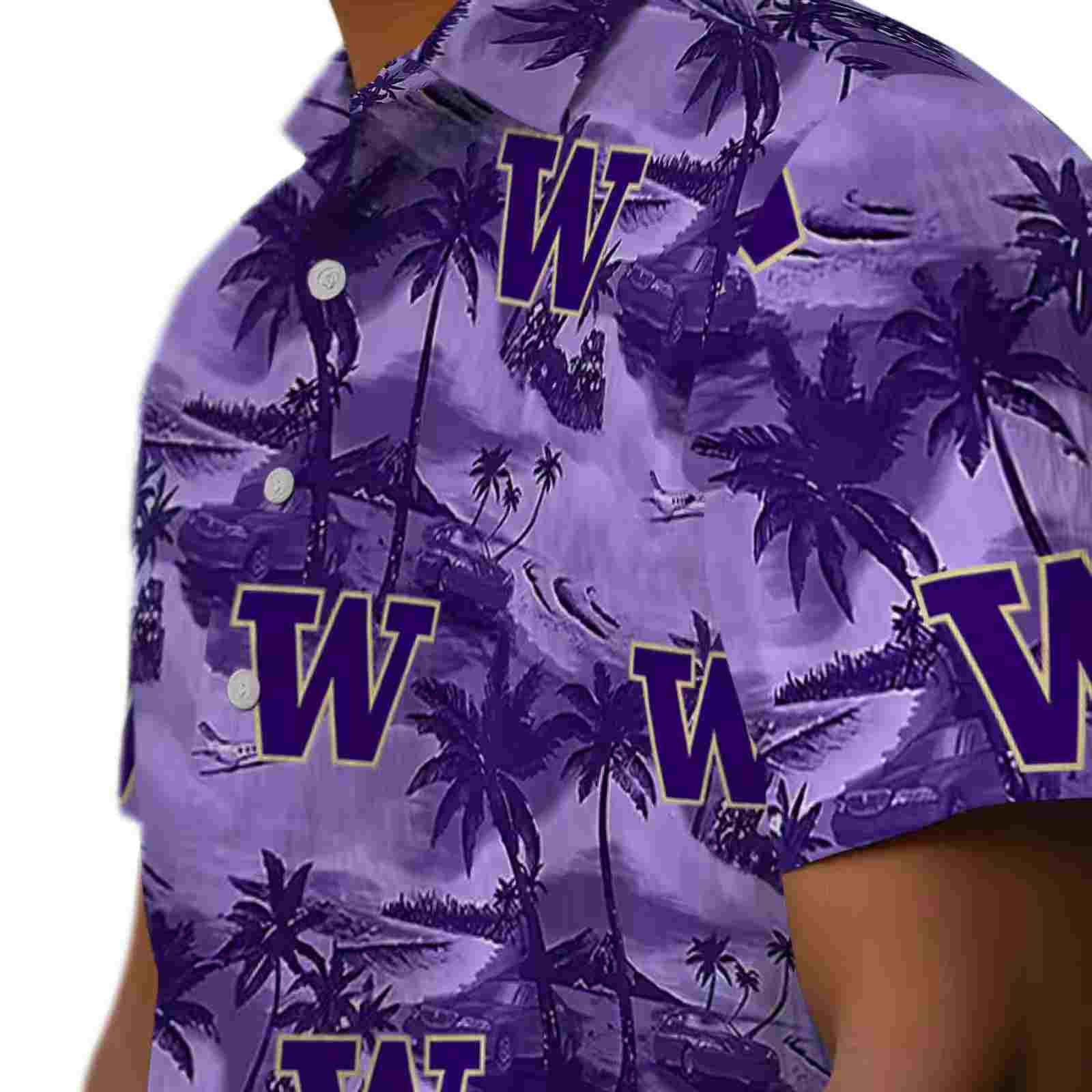 washington huskies coastal palms purple hawaiian shirt trendy