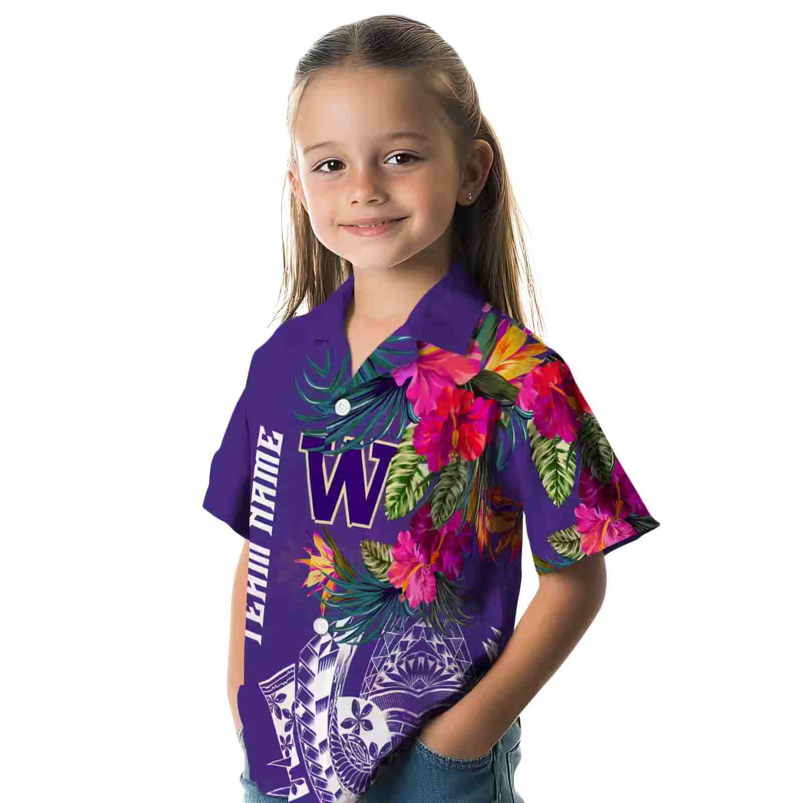 washington huskies floral polynesian purple hawaiian shirt premium grade