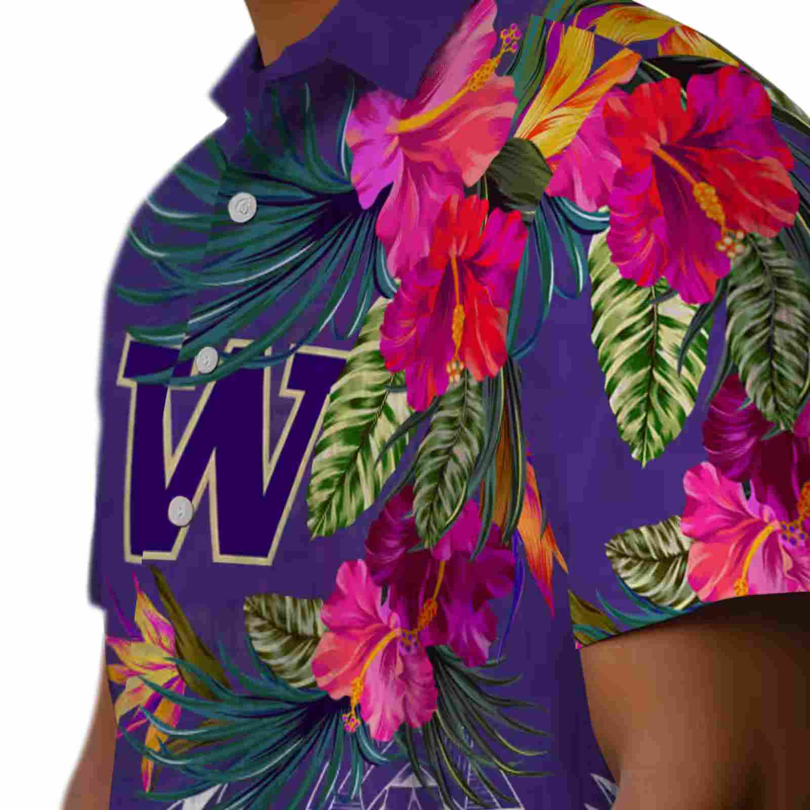 washington huskies floral polynesian purple hawaiian shirt trendy