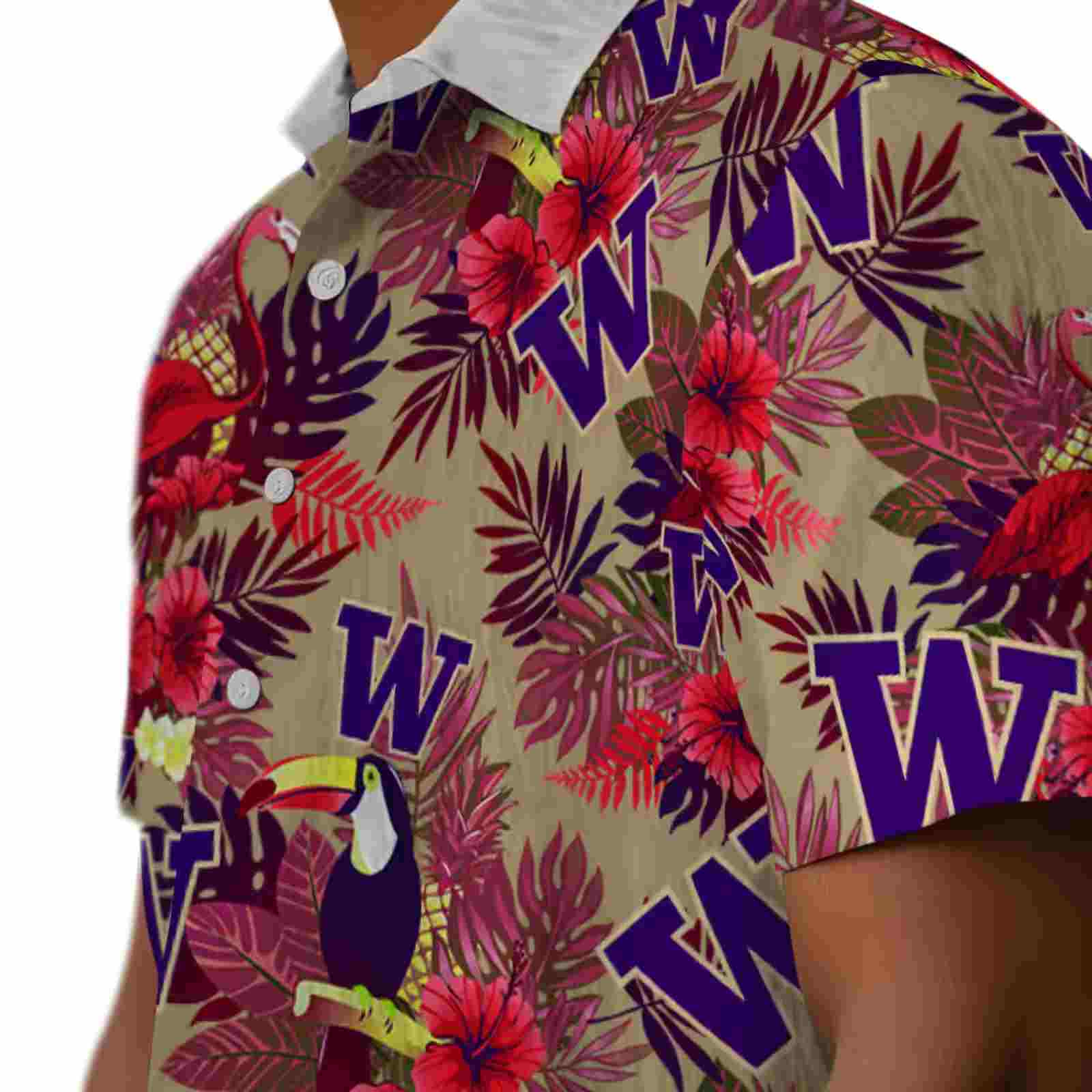 washington huskies floral toucan purple red hawaiian shirt trendy