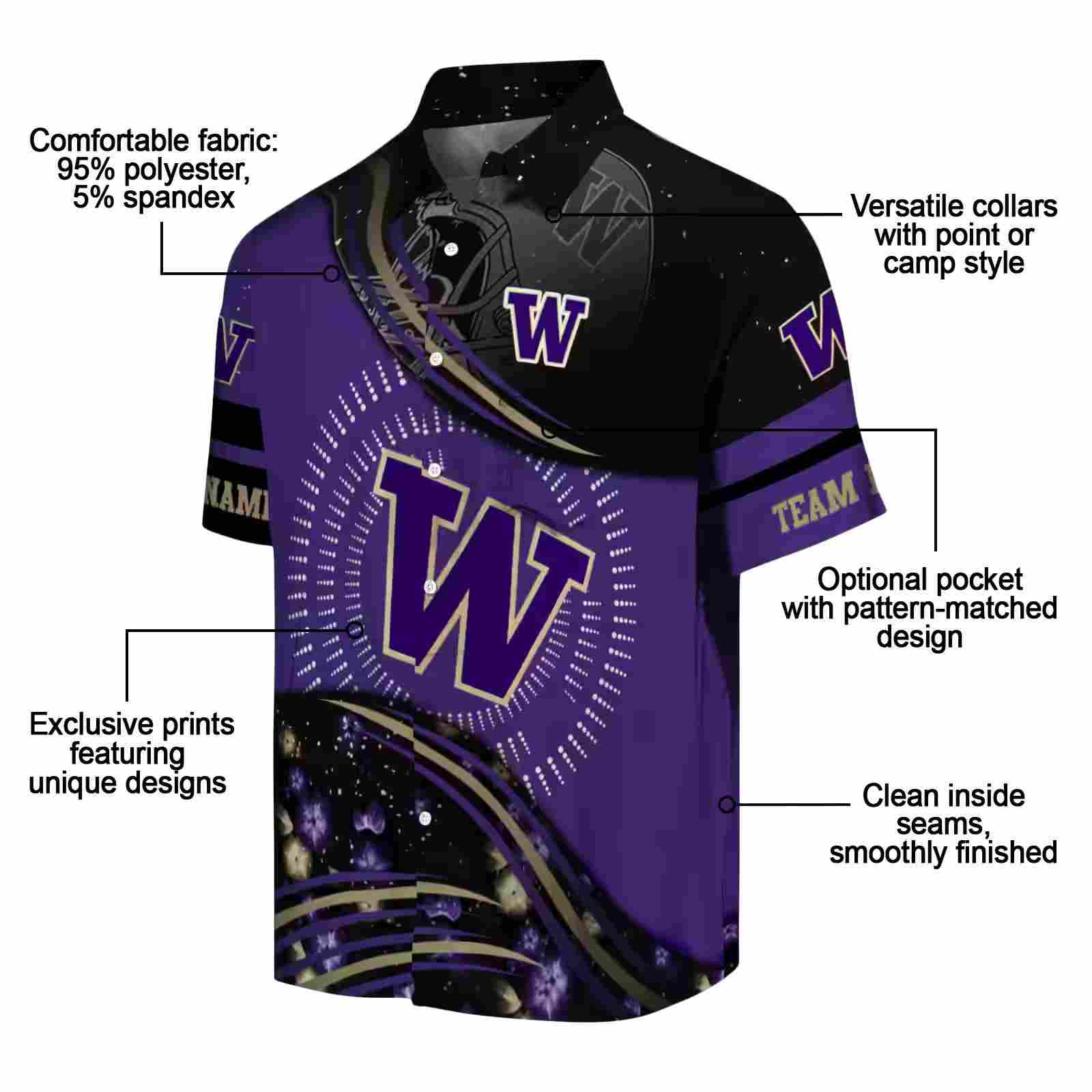 washington huskies football wave purple black hawaiian shirt new arrival