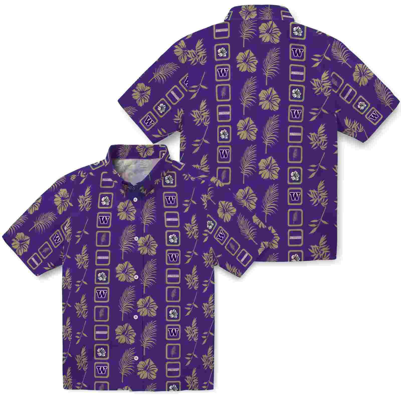 washington huskies framed floral purple hawaiian shirt high quality