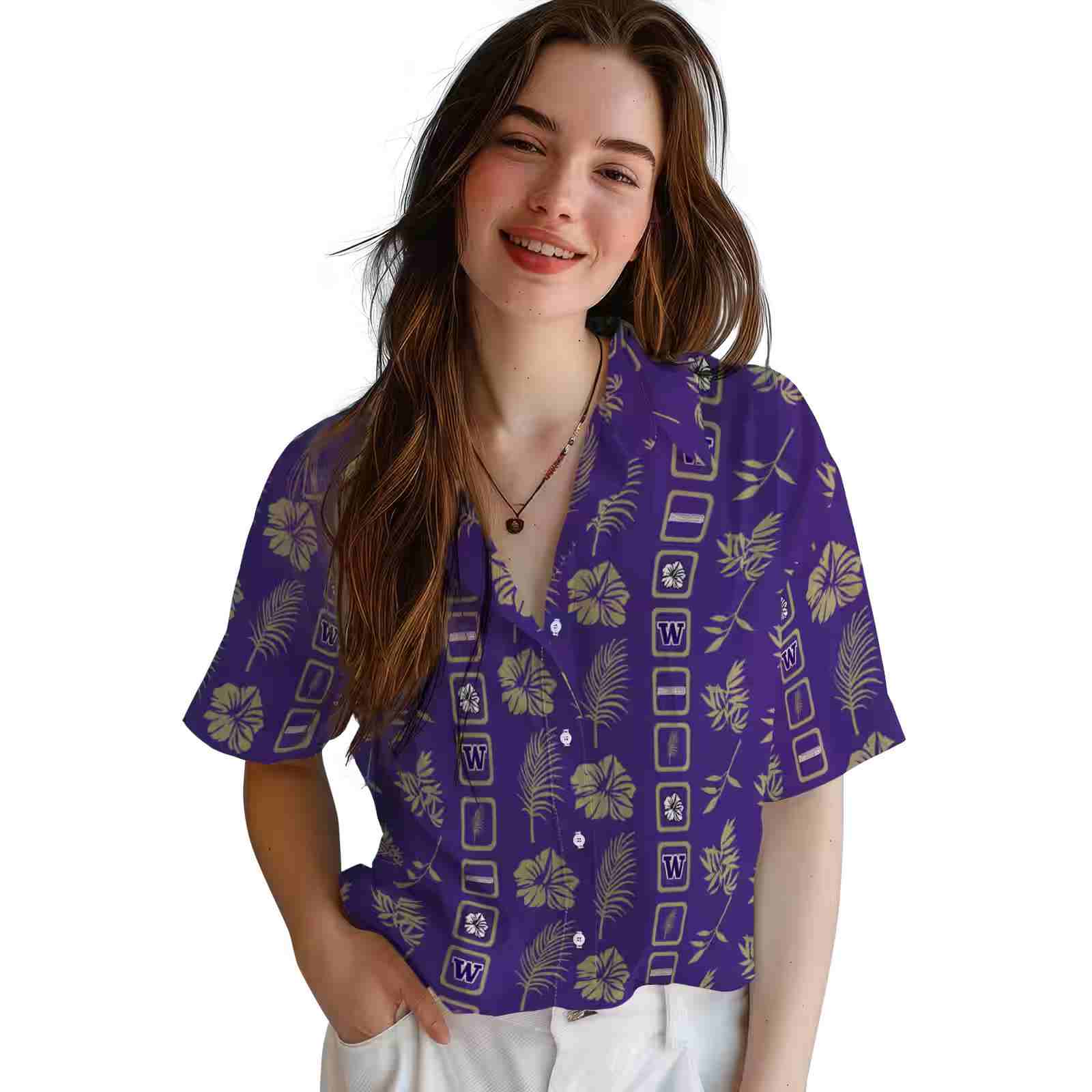 washington huskies framed floral purple hawaiian shirt latest model