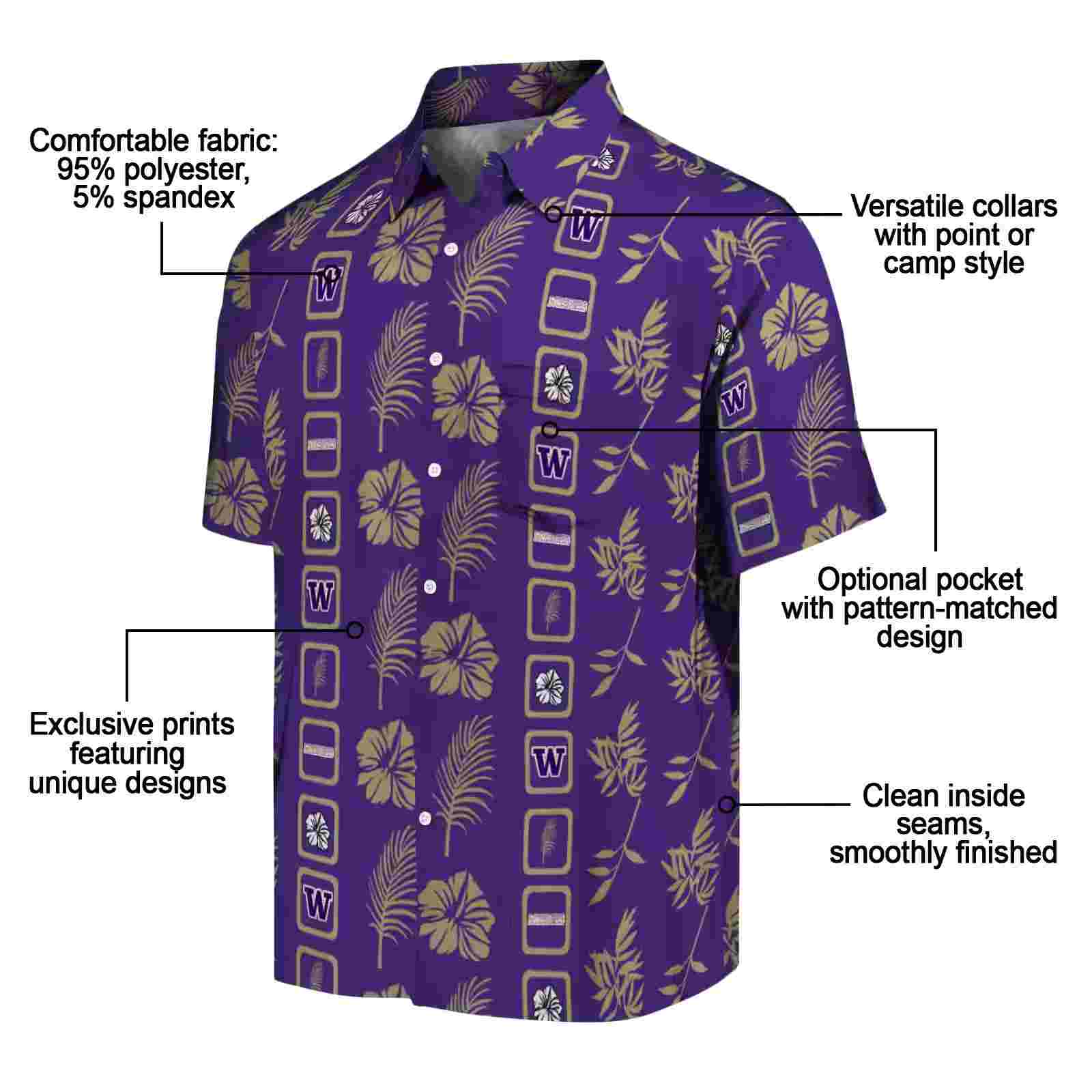 washington huskies framed floral purple hawaiian shirt new arrival