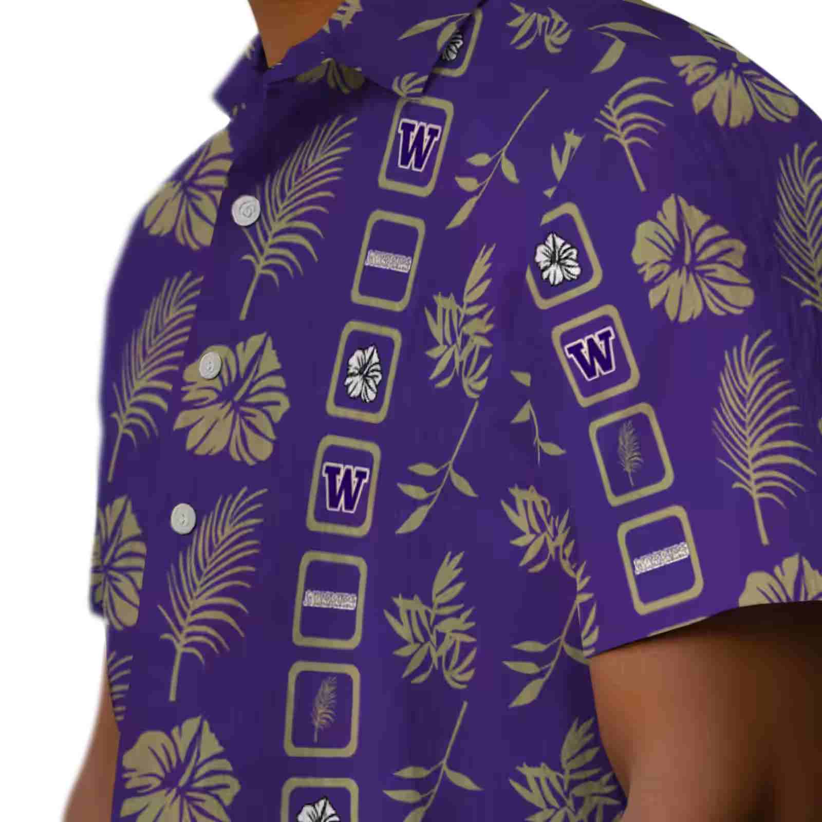 washington huskies framed floral purple hawaiian shirt trendy