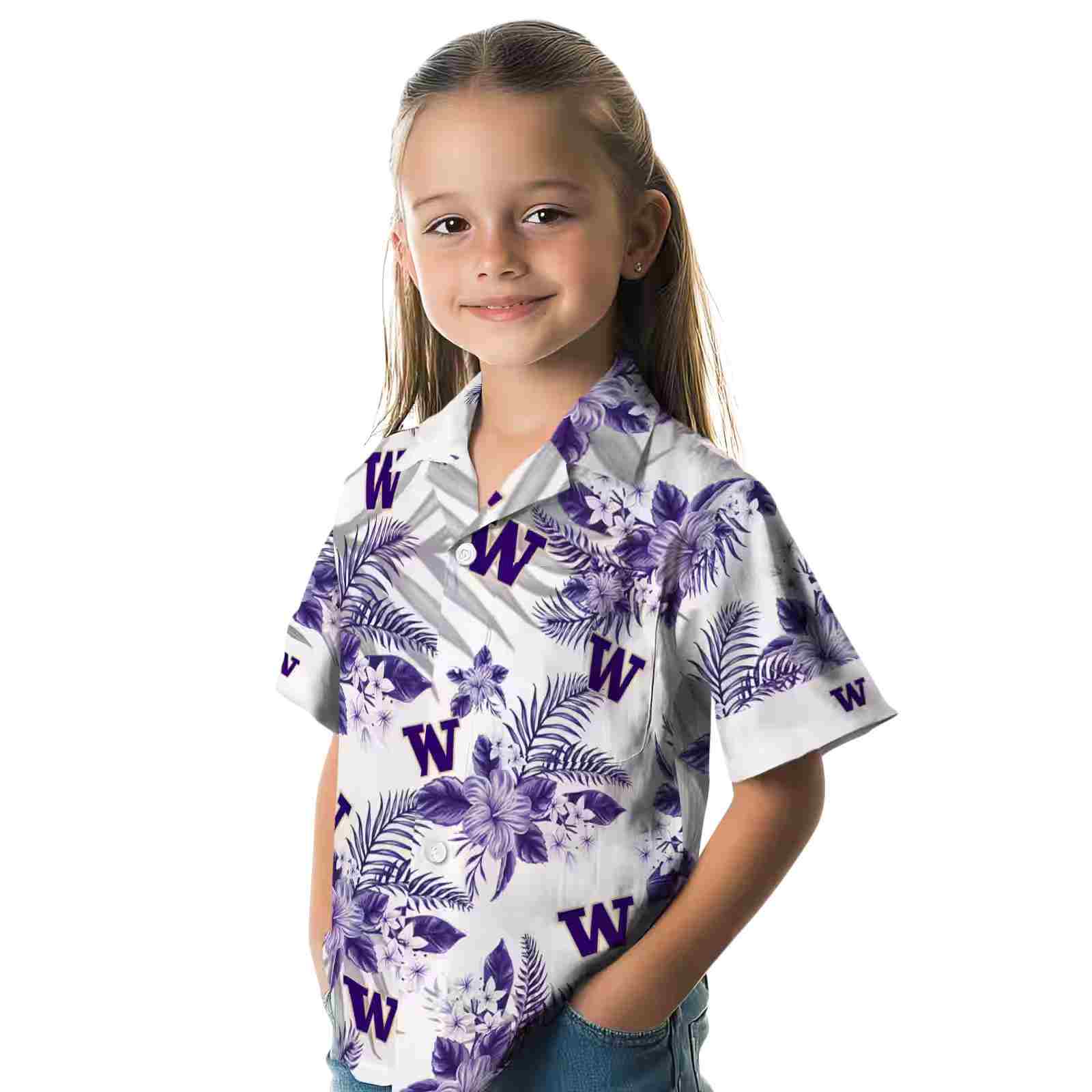 washington huskies hibiscus palm leaves purple white hawaiian shirt premium grade