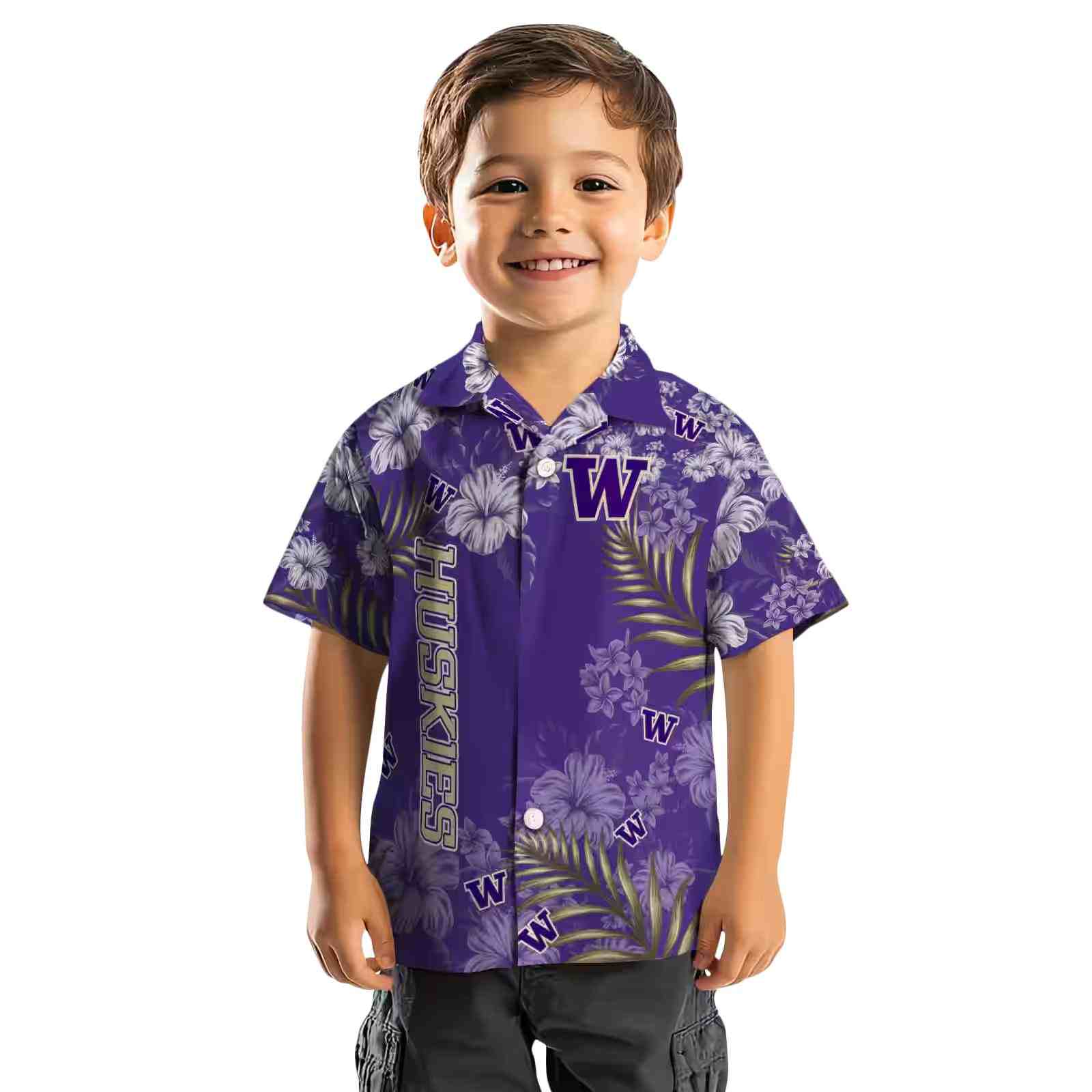 washington huskies hibiscus print purple hawaiian shirt top rated