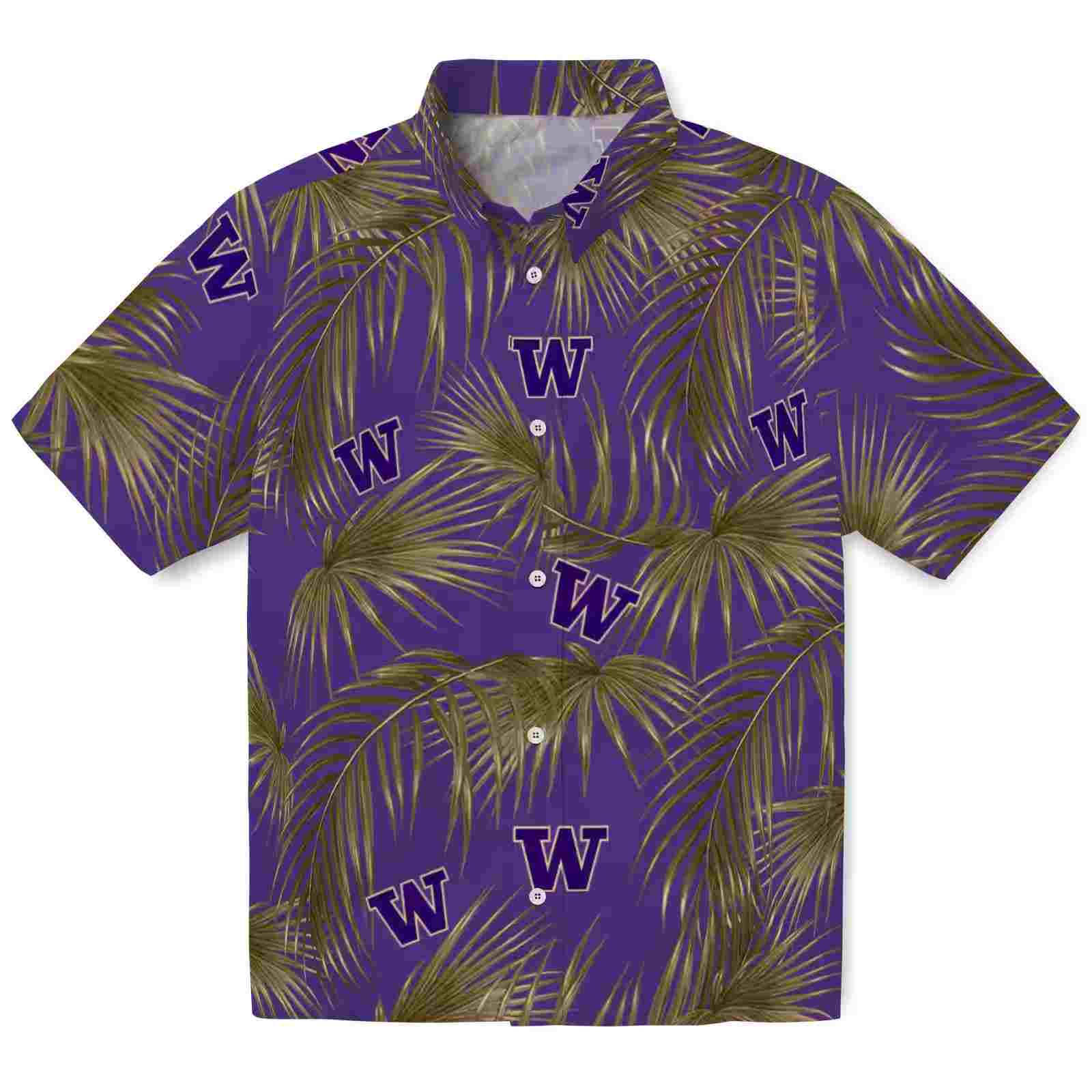 Washington Huskies Leafy Palms Purple Hawaiian Shirt