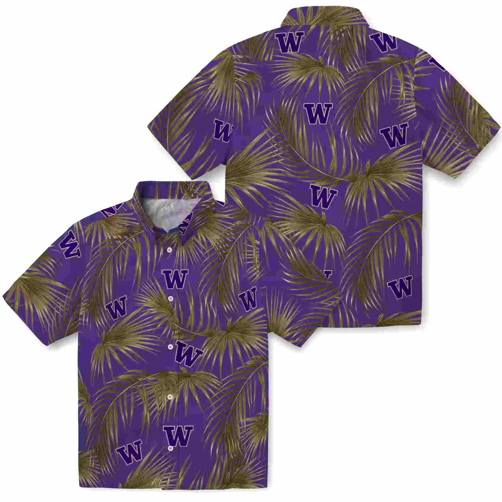 washington huskies leafy palms purple hawaiian shirt high quality