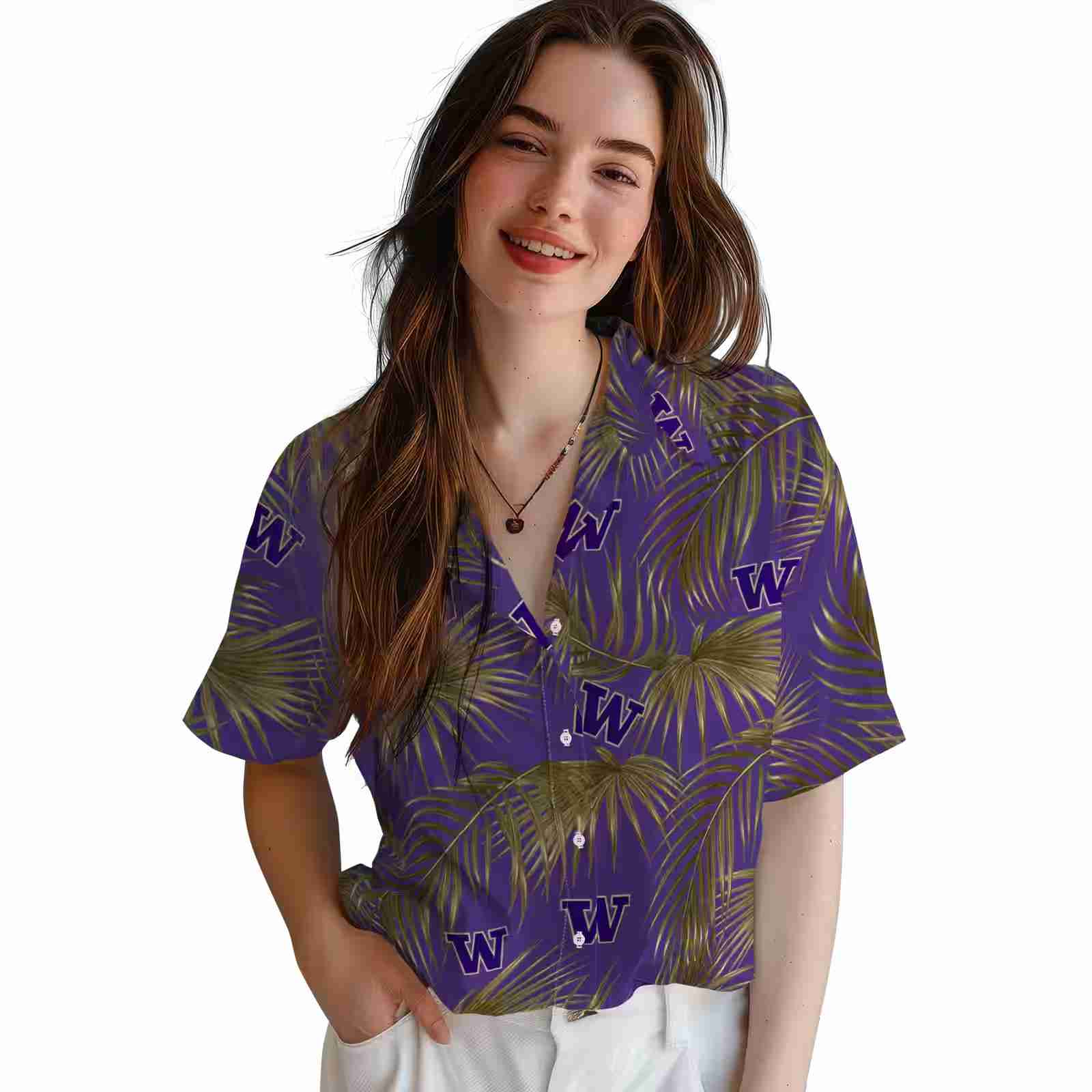 washington huskies leafy palms purple hawaiian shirt latest model