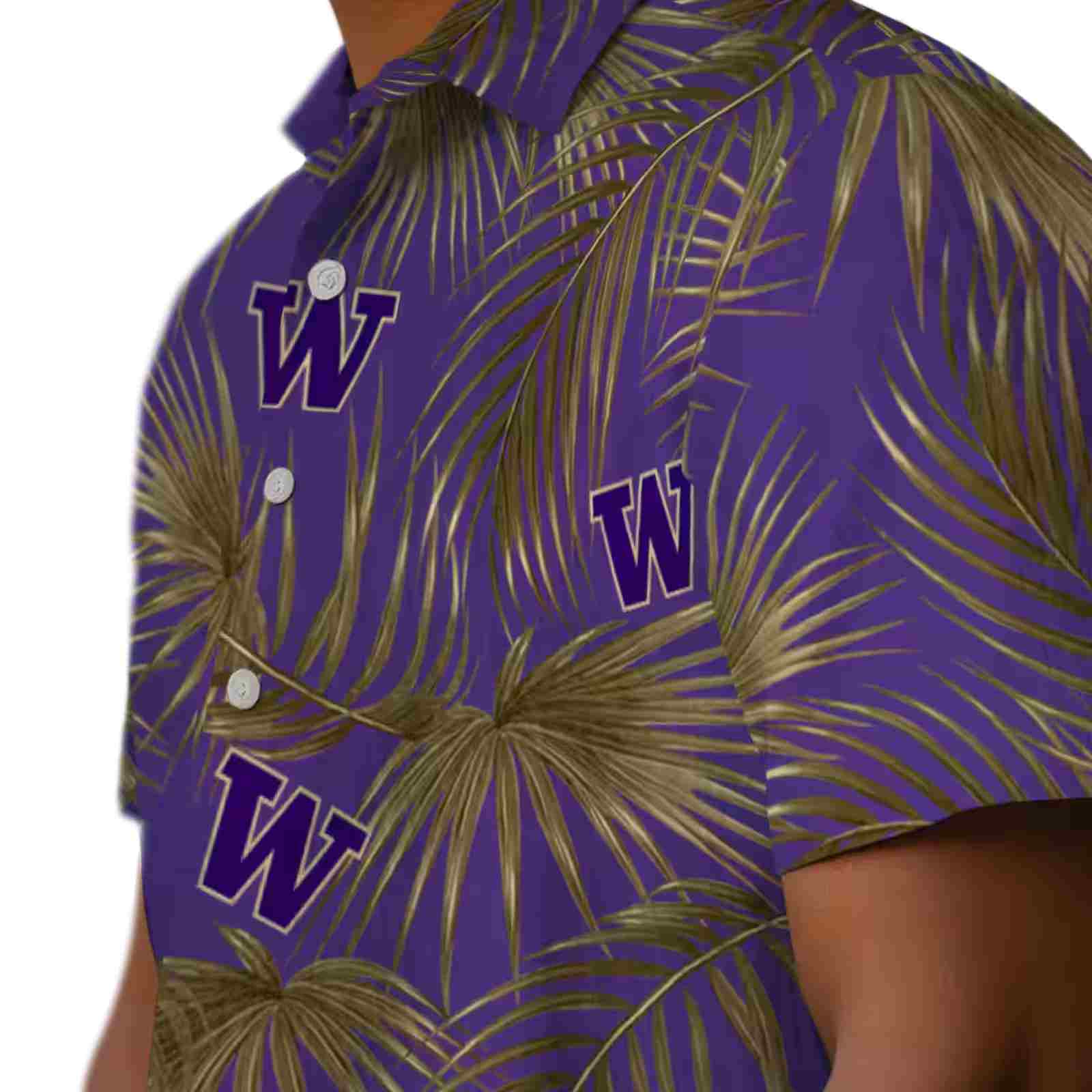 washington huskies leafy palms purple hawaiian shirt trendy