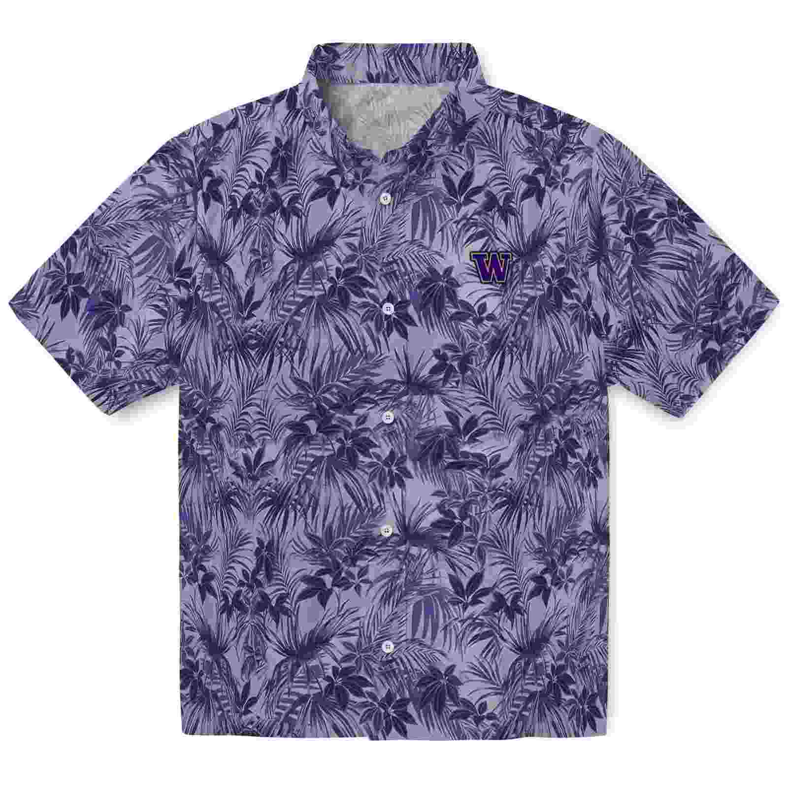 Washington Huskies Leafy Pattern Purple Hawaiian Shirt