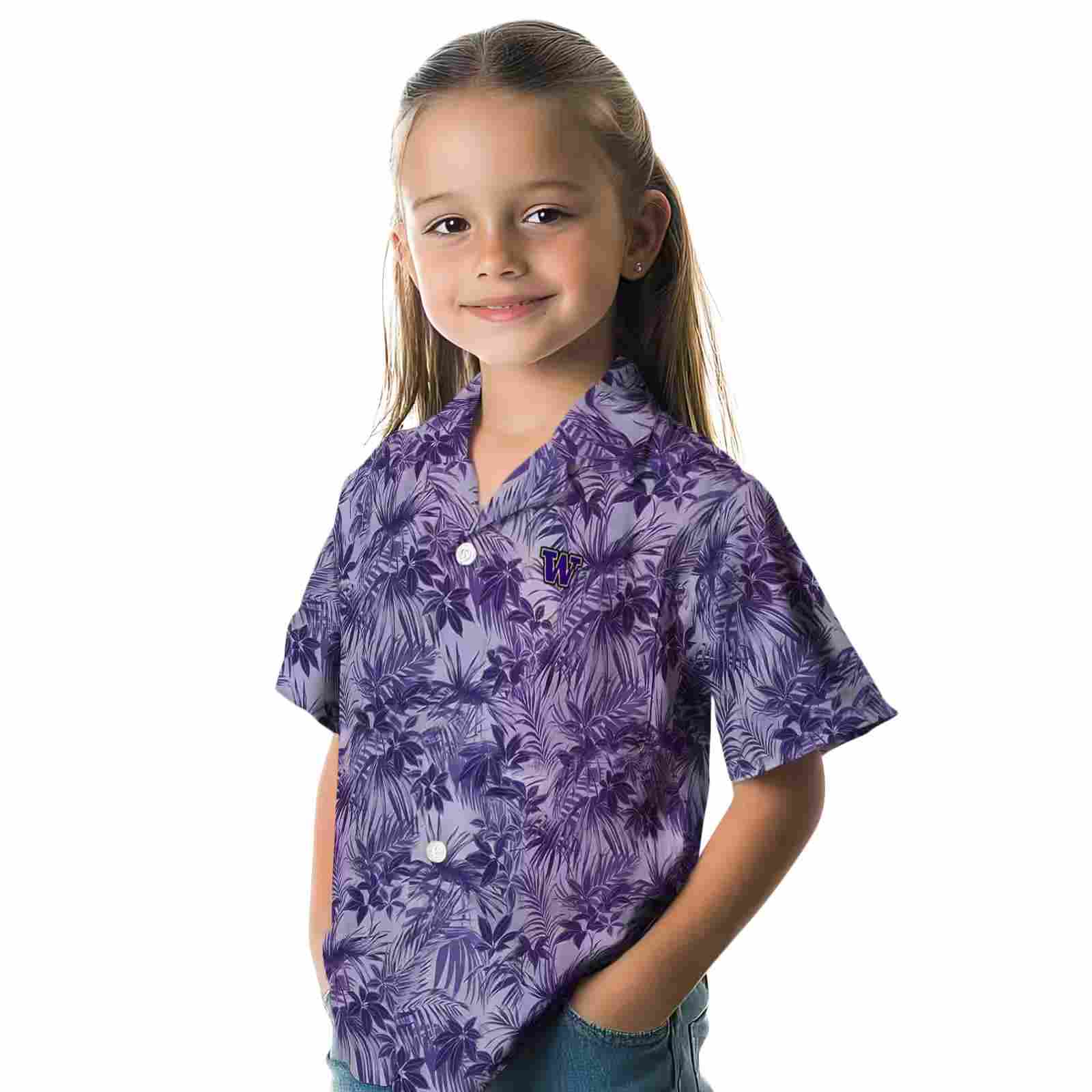 washington huskies leafy pattern purple hawaiian shirt premium grade