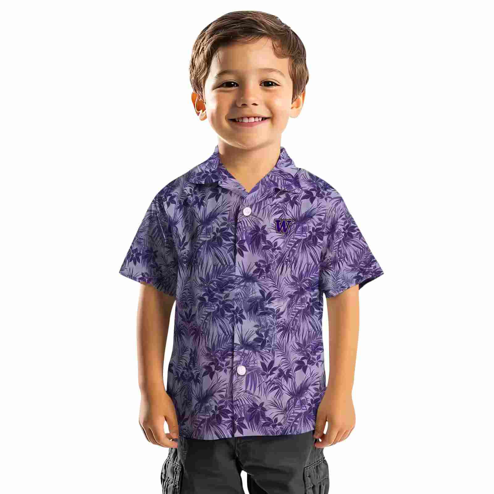 washington huskies leafy pattern purple hawaiian shirt top rated