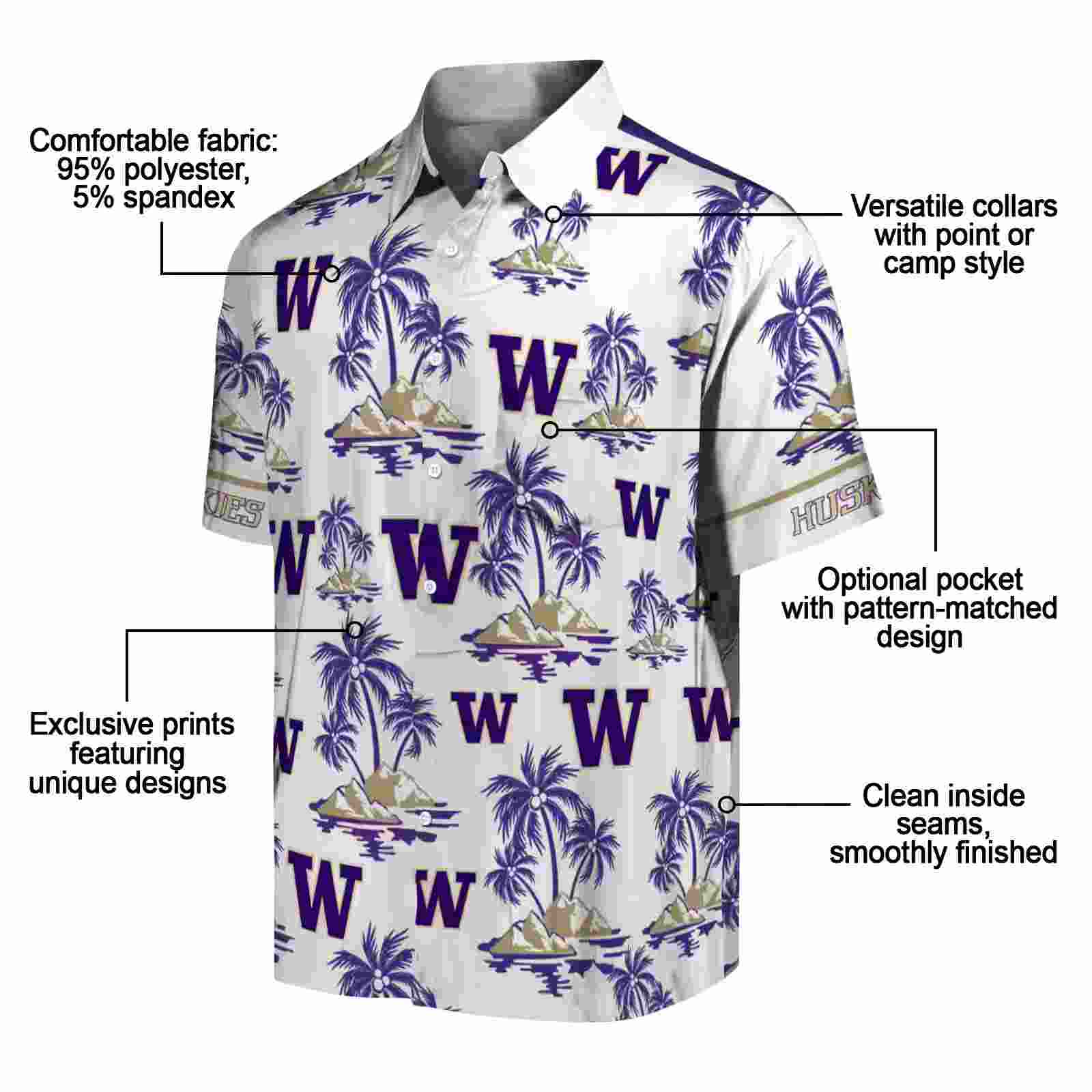 washington huskies palm island print purple white hawaiian shirt new arrival