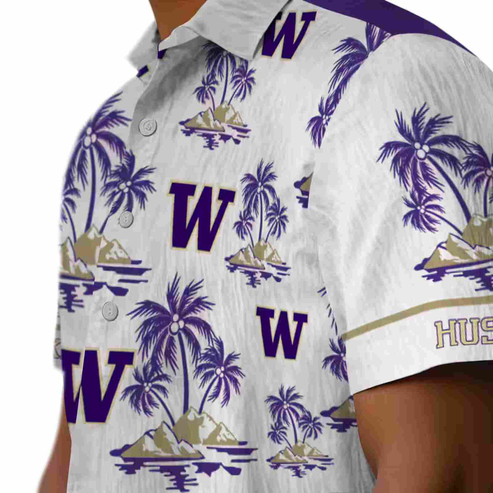 washington huskies palm island print purple white hawaiian shirt trendy