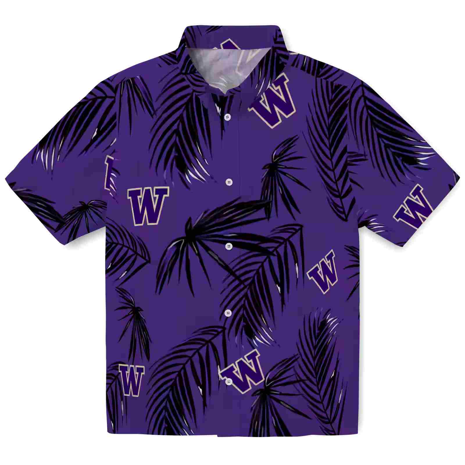 Washington Huskies Palm Leaf Purple Hawaiian Shirt