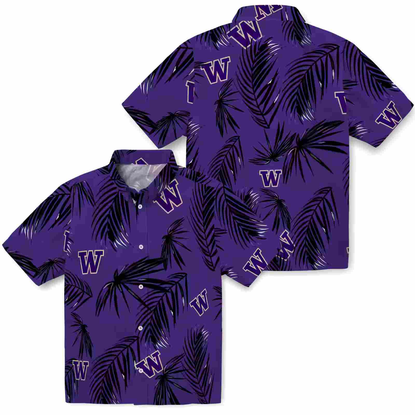 washington huskies palm leaf purple hawaiian shirt high quality