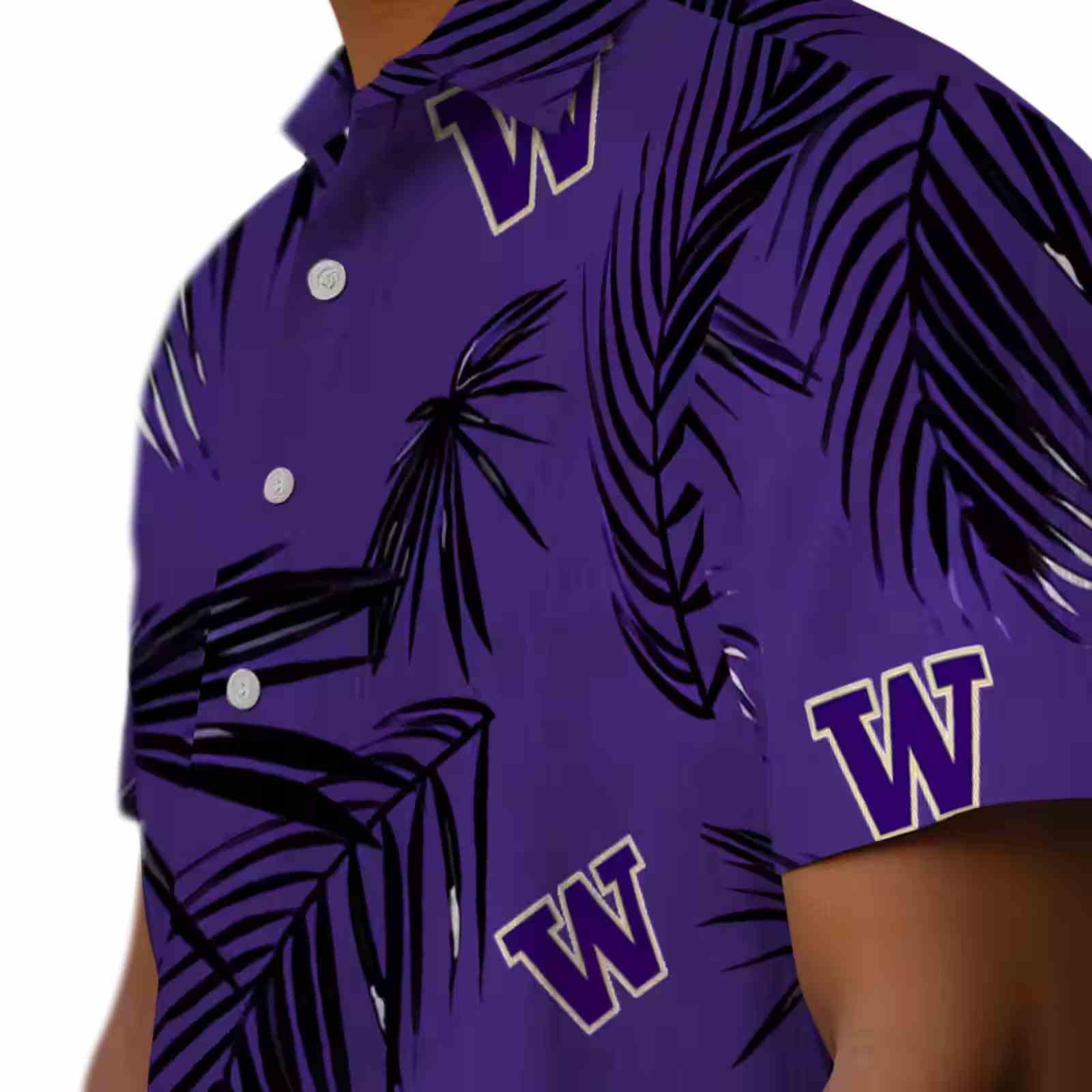 washington huskies palm leaf purple hawaiian shirt trendy