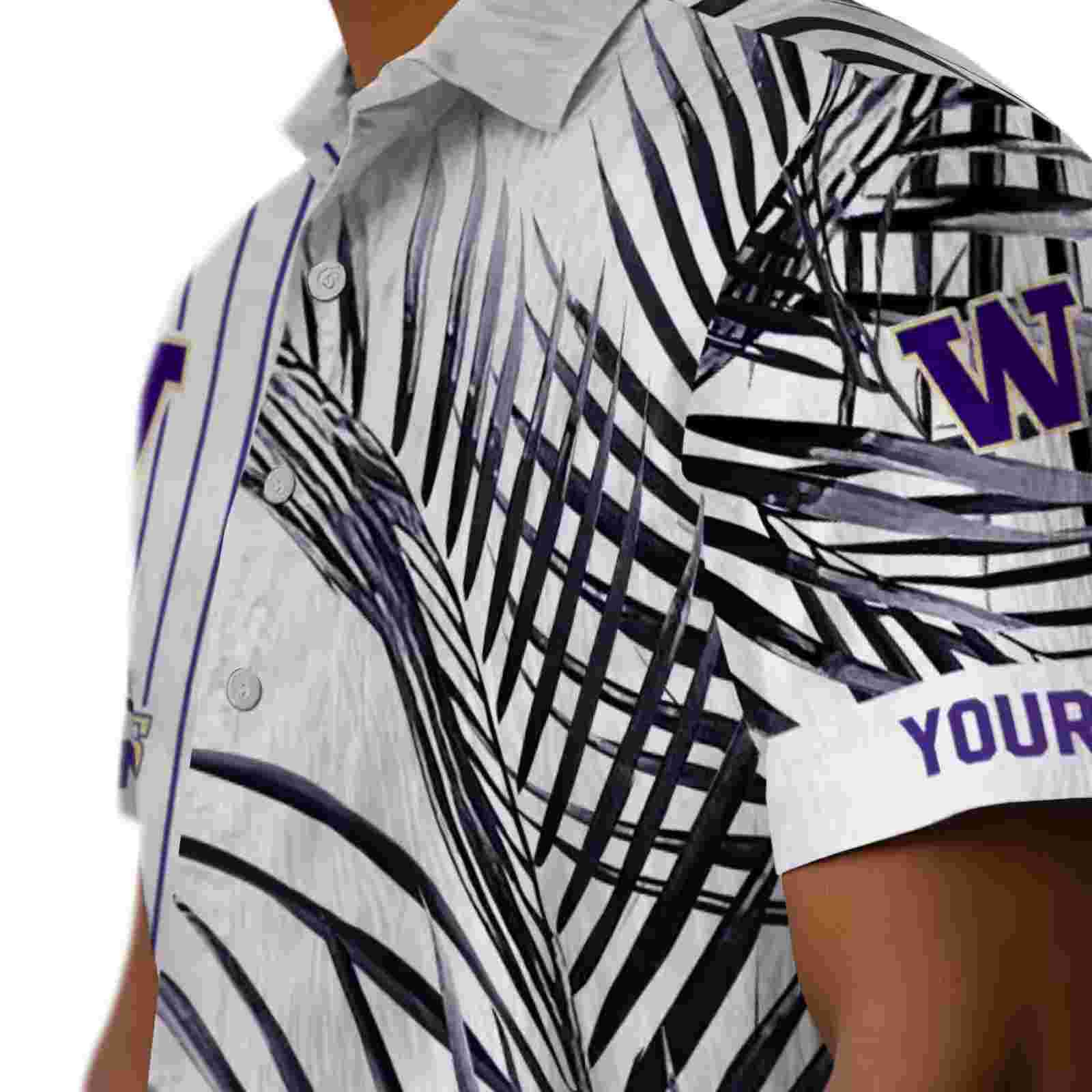 washington huskies palm stripes purple black white hawaiian shirt trendy