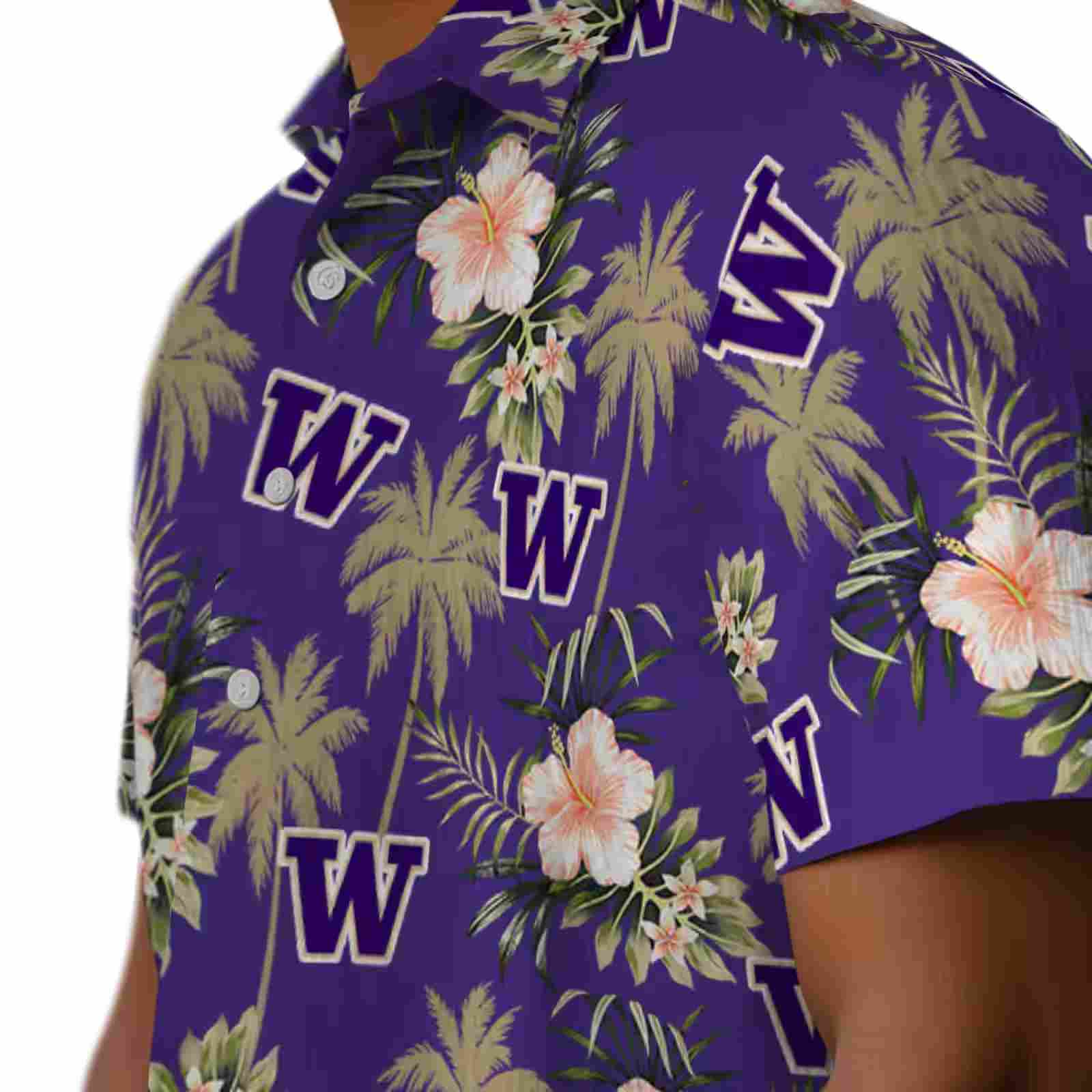 washington huskies palm tree flower purple hawaiian shirt trendy