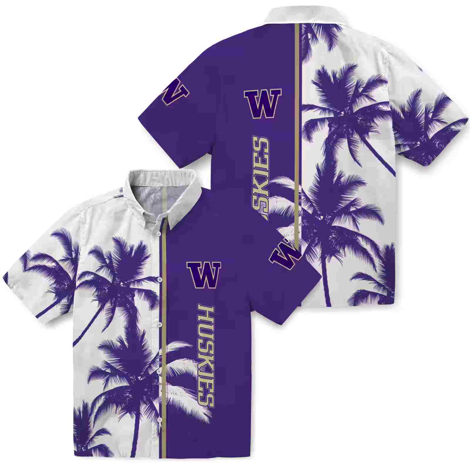 washington huskies palm trees purple white hawaiian shirt high quality