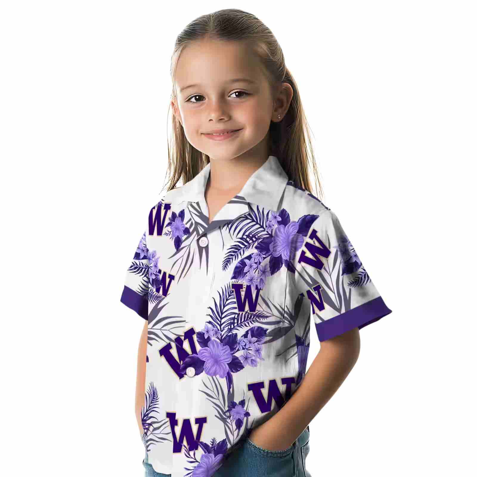 washington huskies patriotic hibiscus design purple white hawaiian shirt premium grade