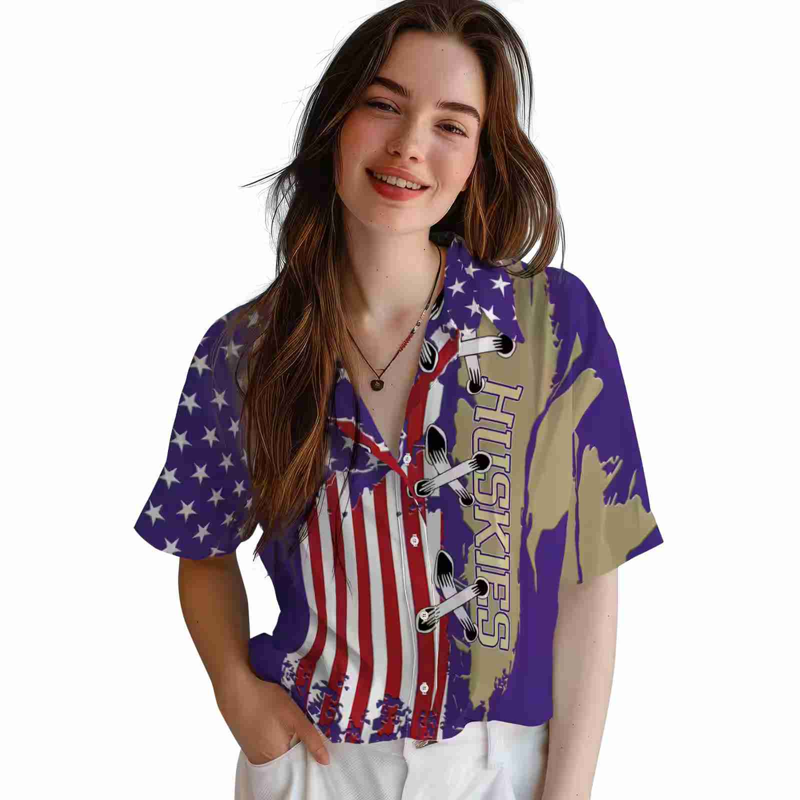 washington huskies stitched flag purple hawaiian shirt latest model