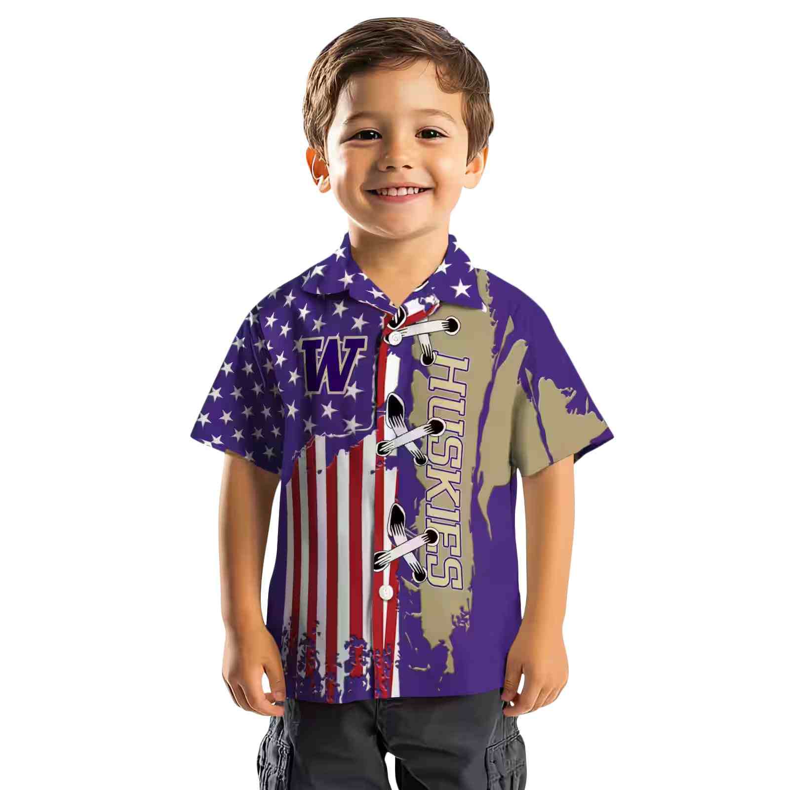 washington huskies stitched flag purple hawaiian shirt top rated