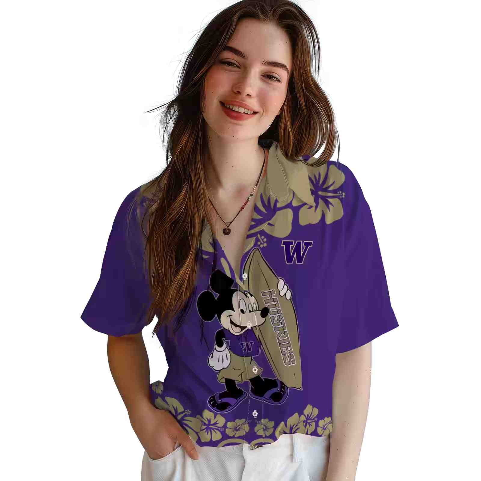 washington huskies surfing mickey purple hawaiian shirt latest model