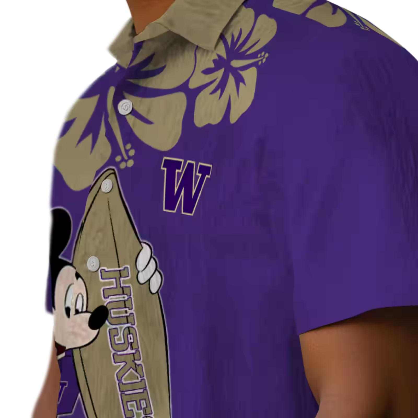 washington huskies surfing mickey purple hawaiian shirt trendy