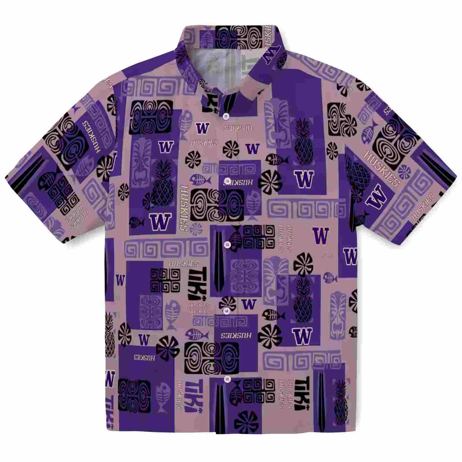 Washington Huskies Tribal Symbols Purple Hawaiian Shirt