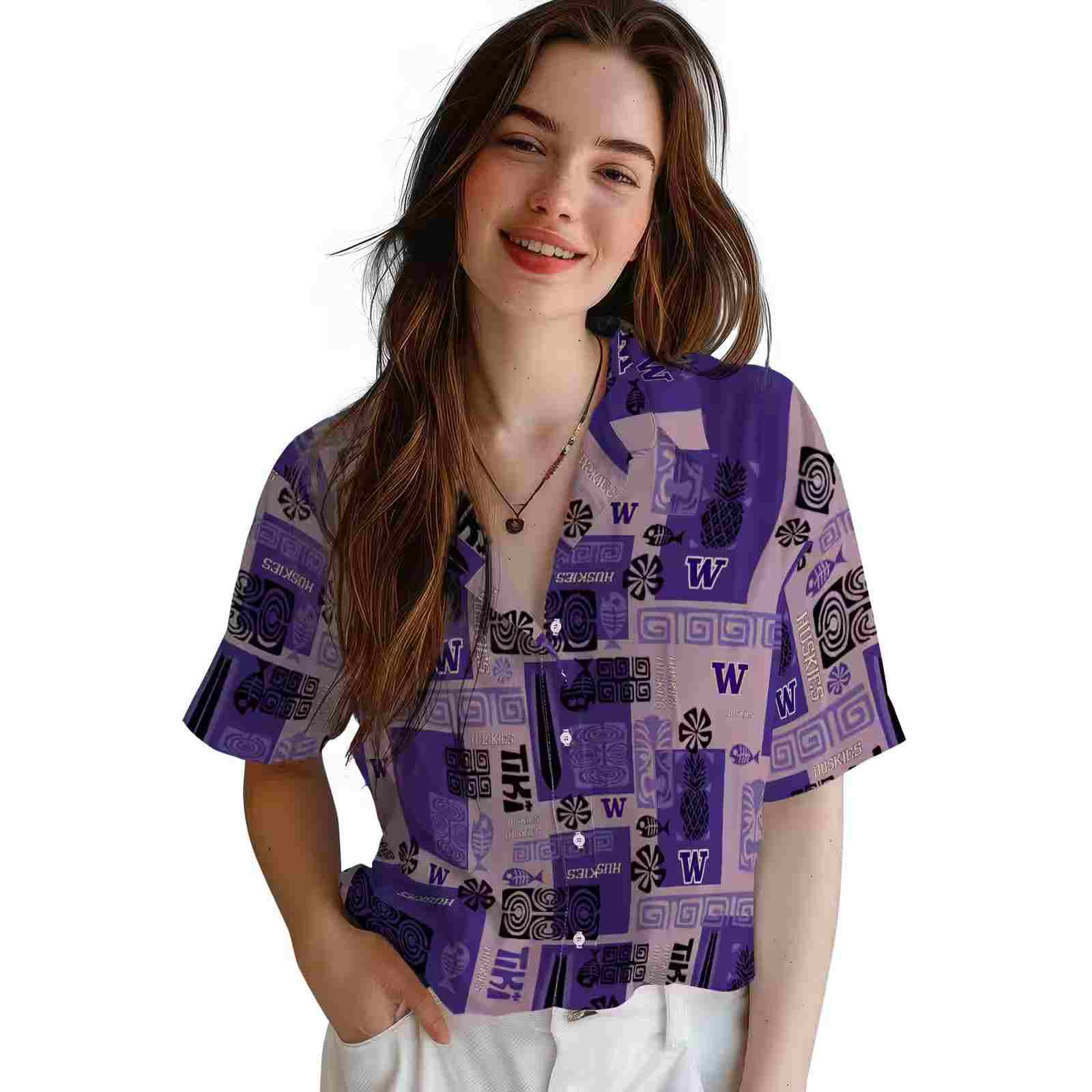 washington huskies tribal symbols purple hawaiian shirt latest model