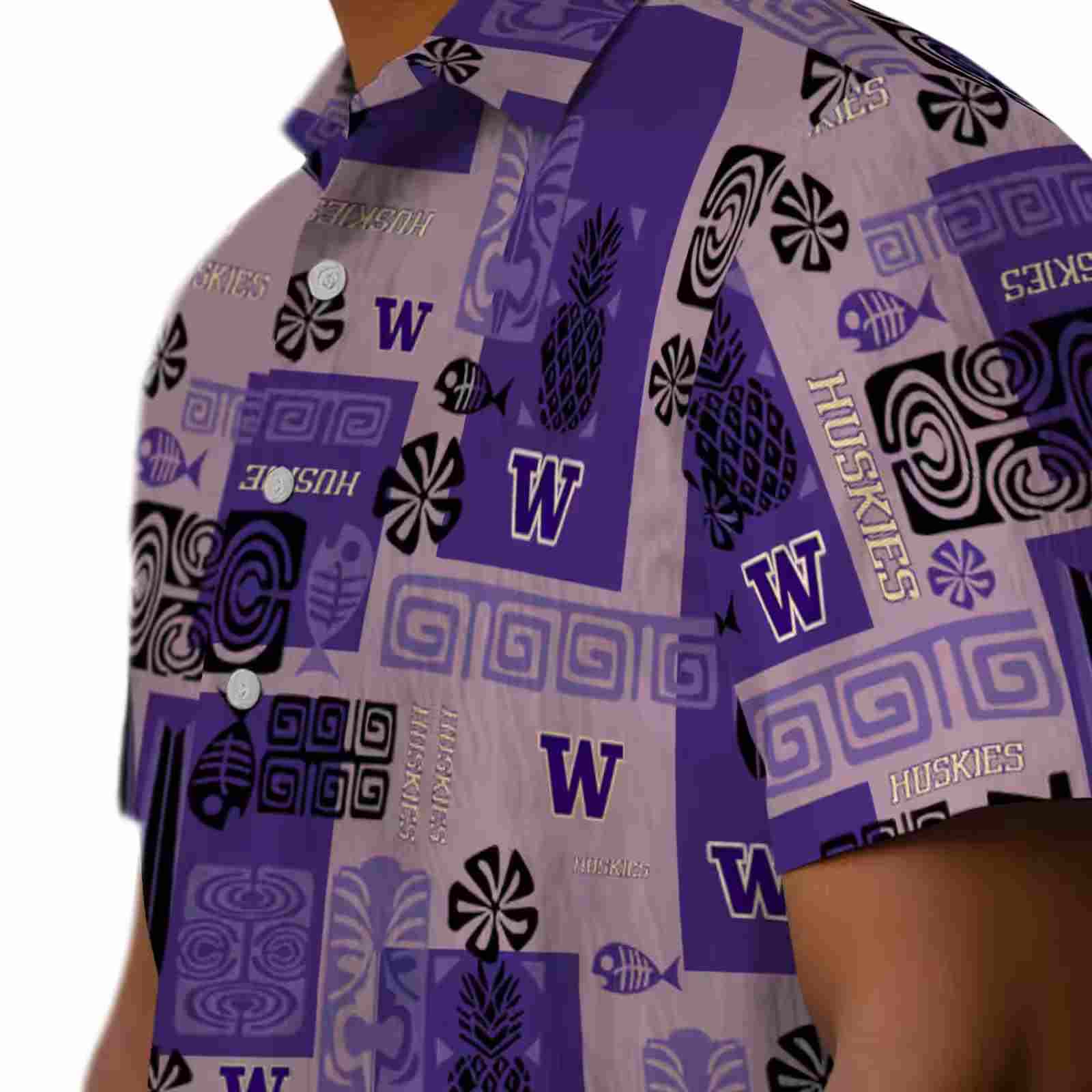 washington huskies tribal symbols purple hawaiian shirt trendy