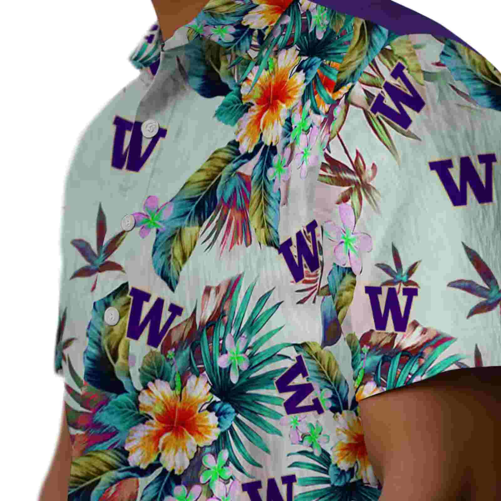 washington huskies tropical foliage green hawaiian shirt trendy