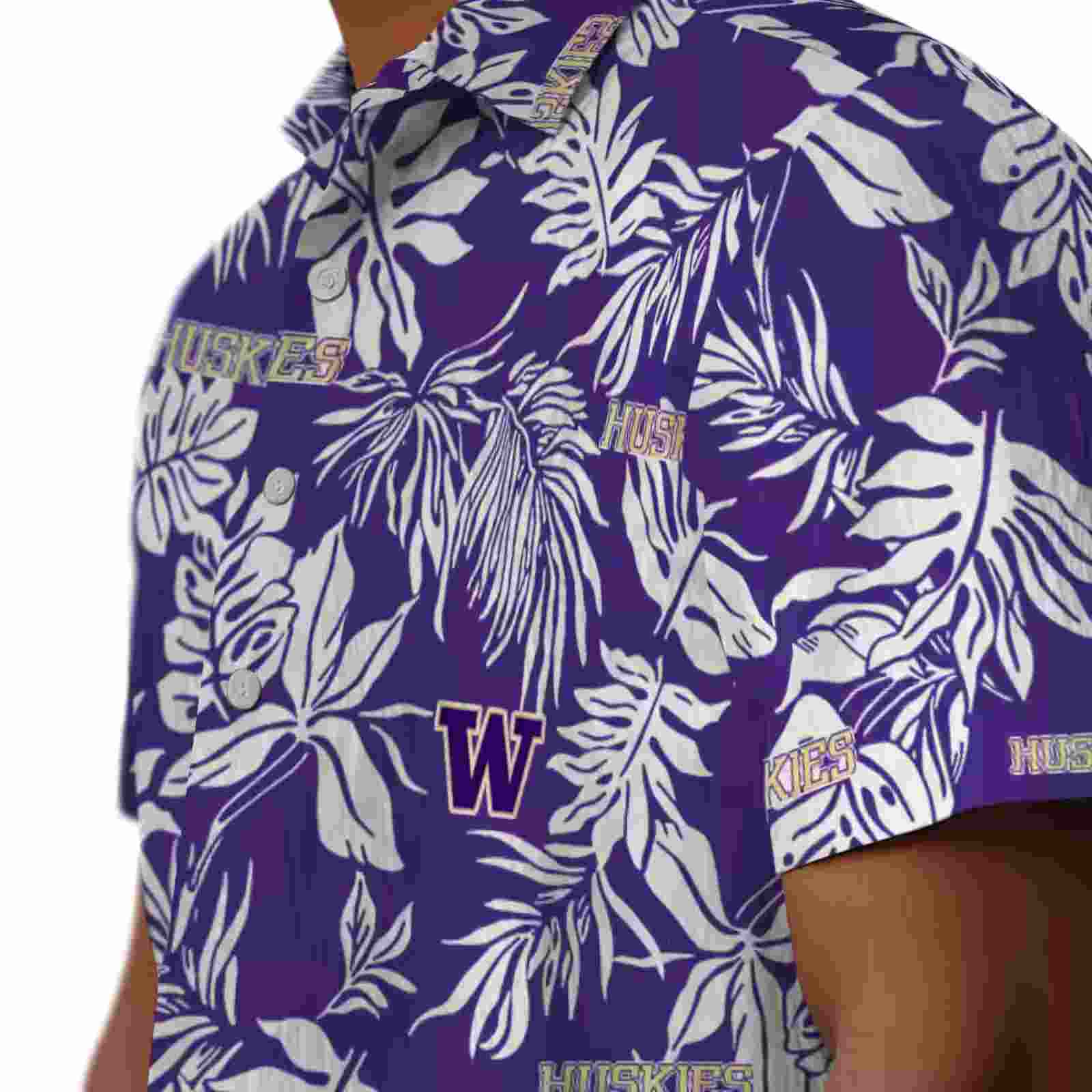 washington huskies tropical leaf purple white hawaiian shirt trendy