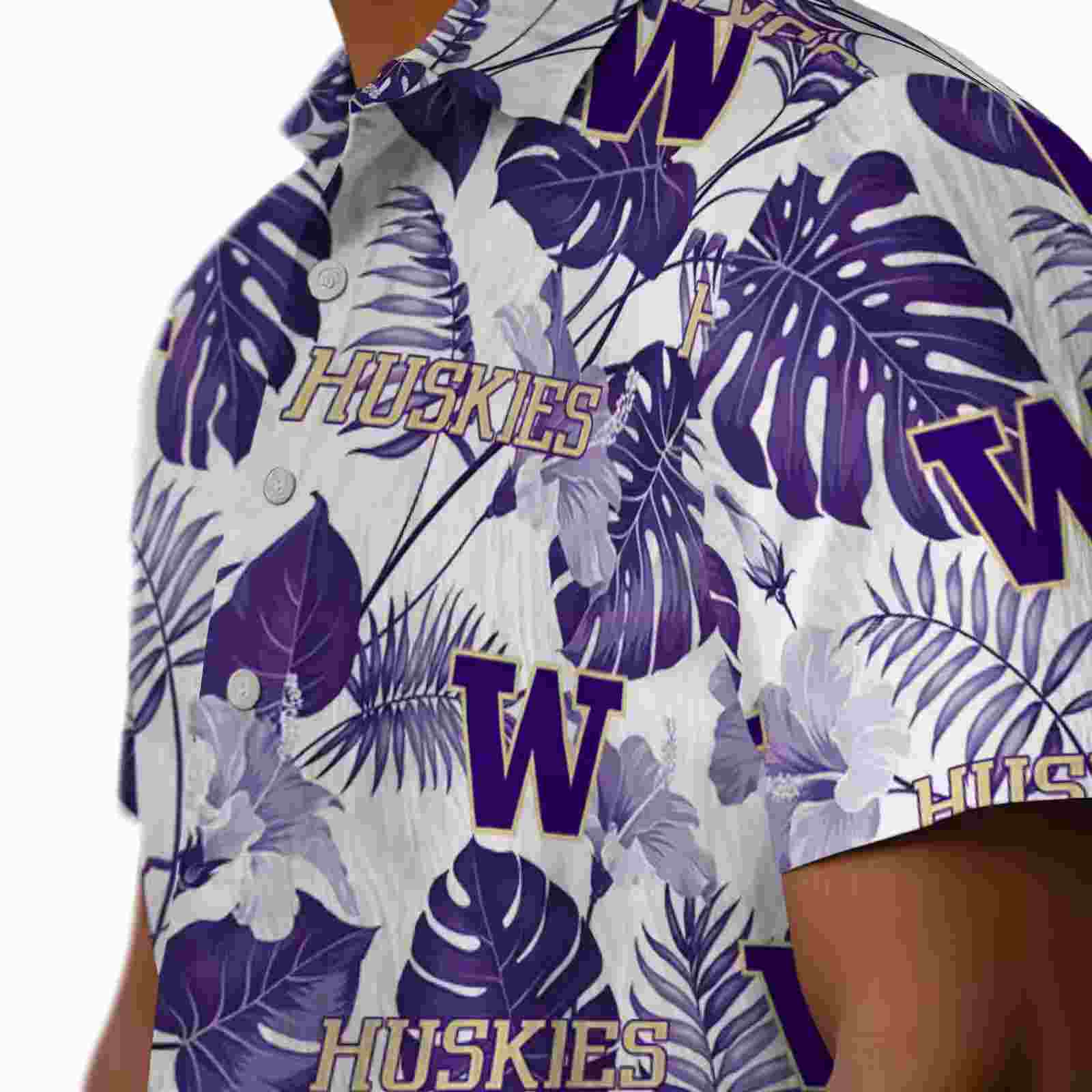 washington huskies tropical plants purple white hawaiian shirt trendy