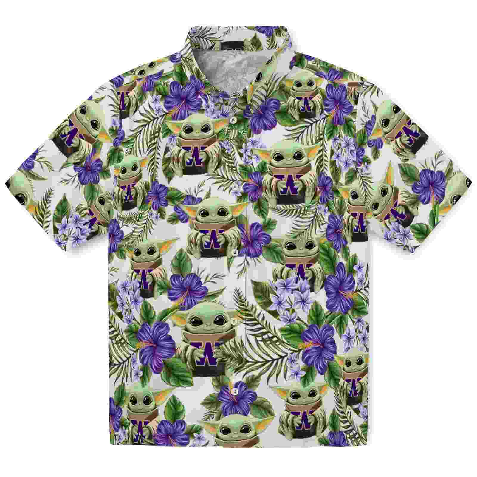 Washington Huskies Tropical Yoda Green Hawaiian Shirt