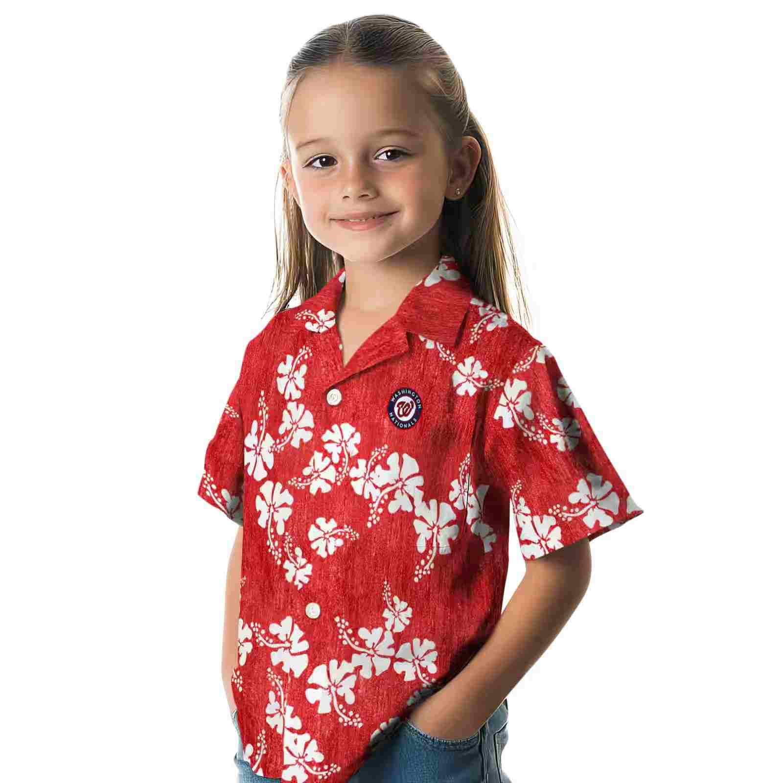 washington nationals hibiscus clusters red hawaiian shirt premium grade