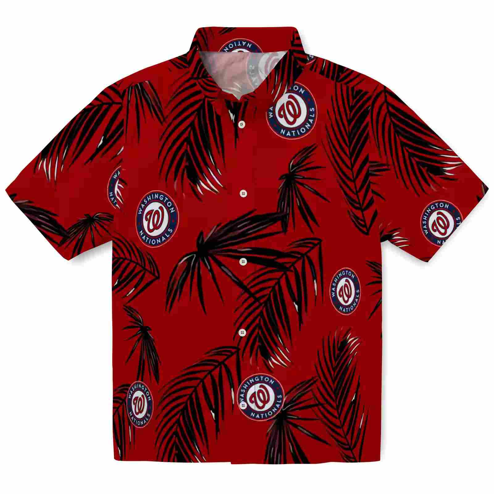 Washington Nationals Palm Leaf Red Hawaiian Shirt