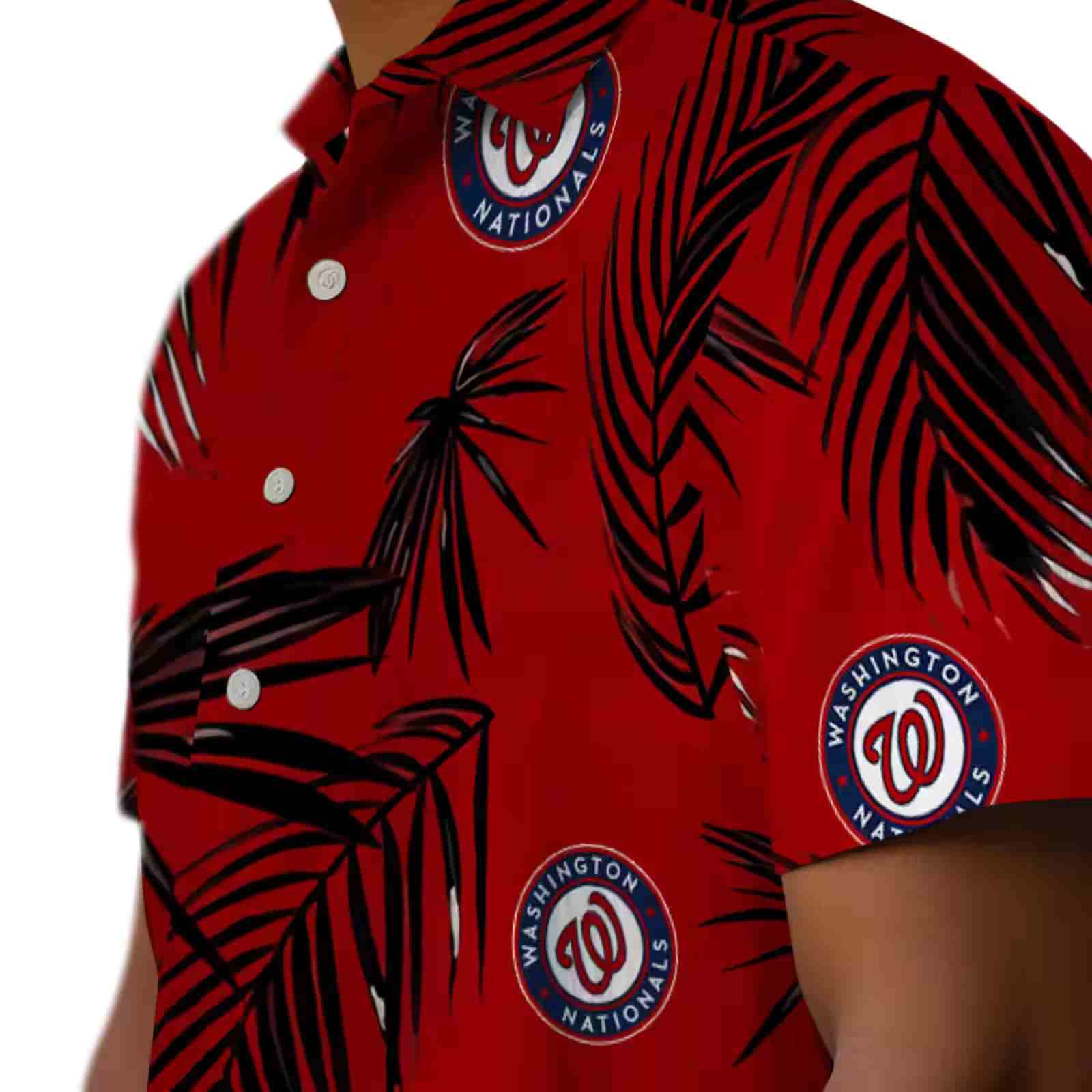 washington nationals palm leaf red hawaiian shirt trendy