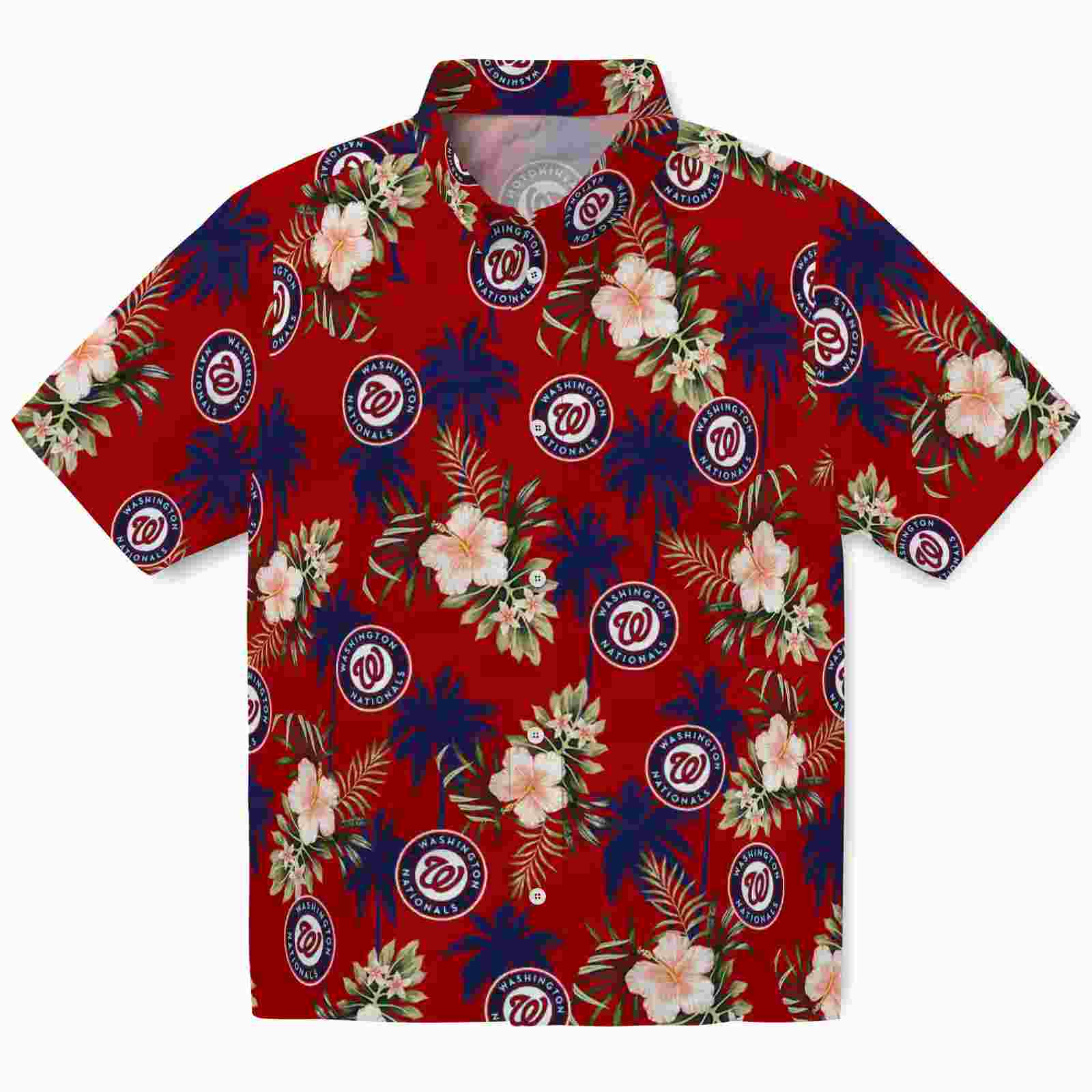 Washington Nationals Palm Tree Flower Red Hawaiian Shirt