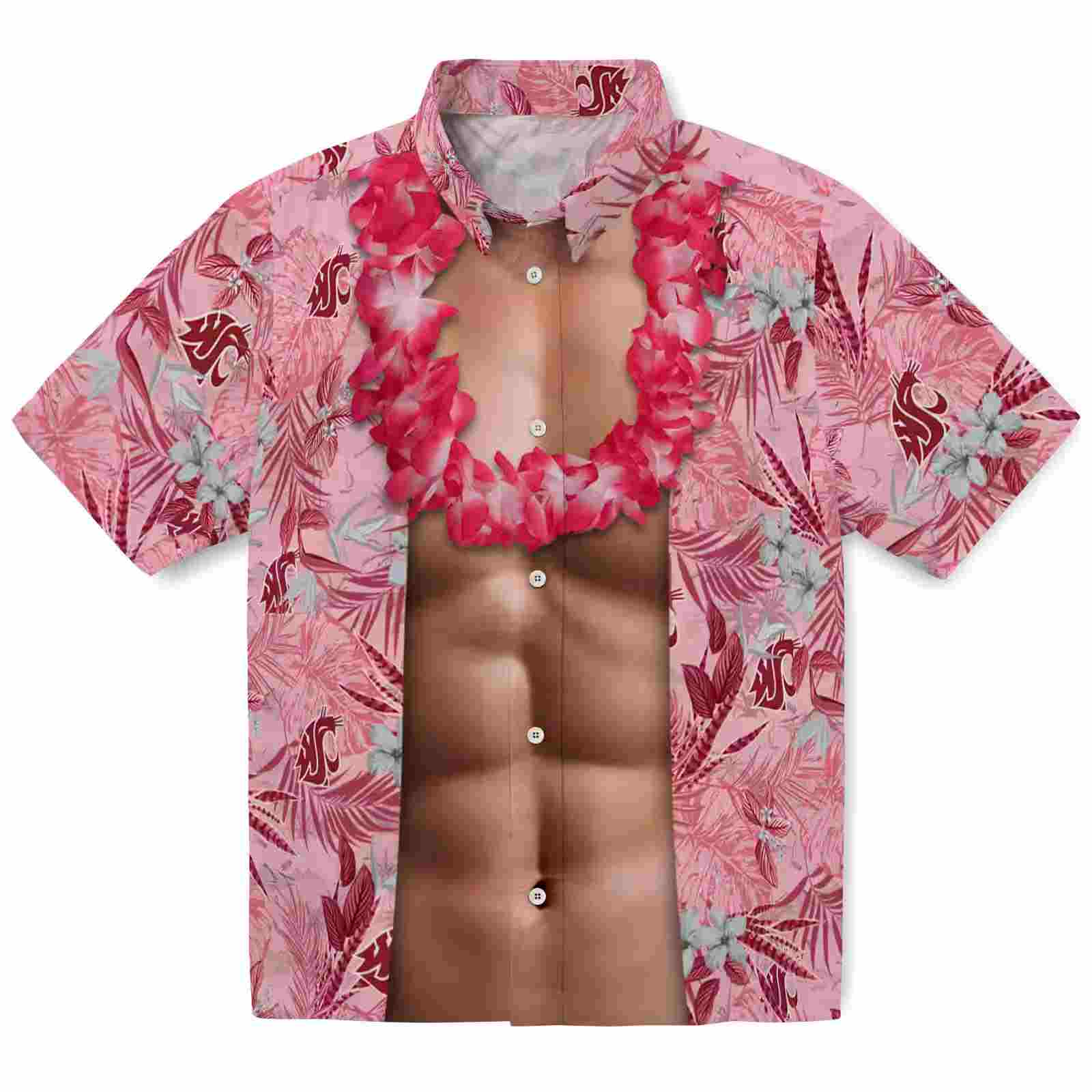 Washington State Cougars Chest Illusion Crimson Hawaiian Shirt