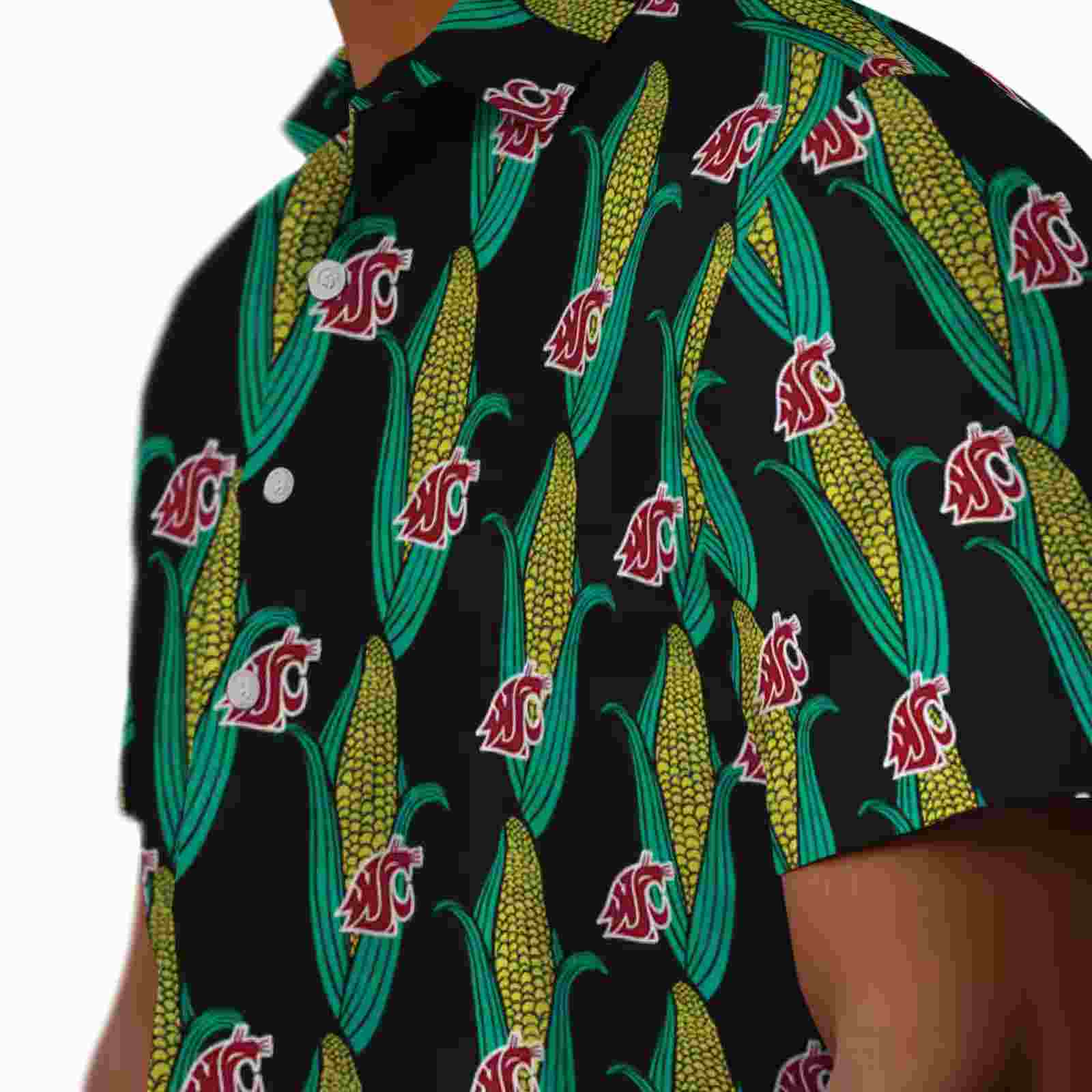 washington state cougars corn motifs black green hawaiian shirt trendy