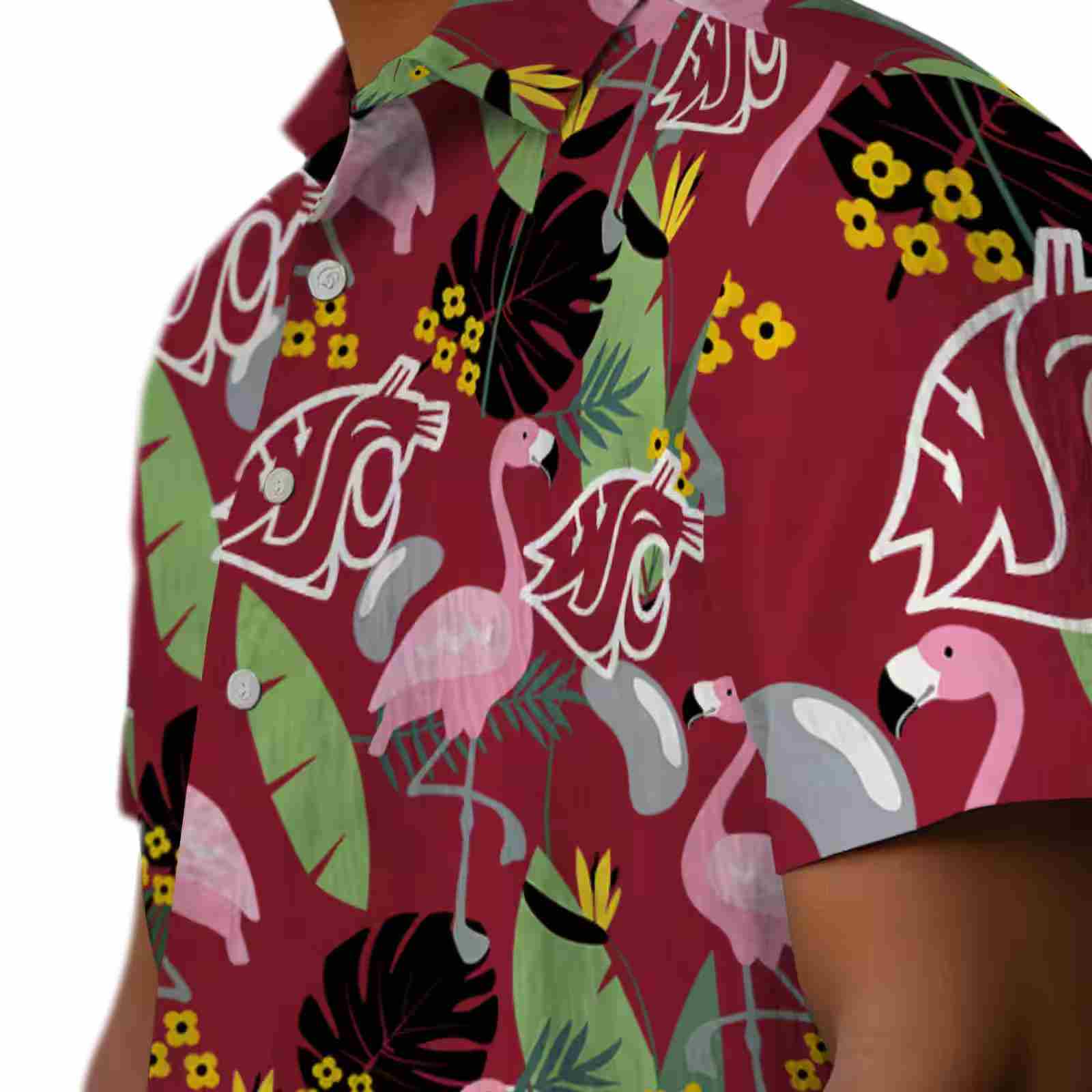 washington state cougars flamingo leaves crimson hawaiian shirt trendy