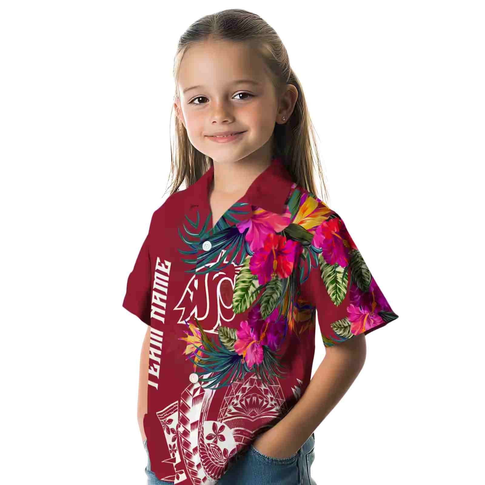 washington state cougars floral polynesian crimson hawaiian shirt premium grade