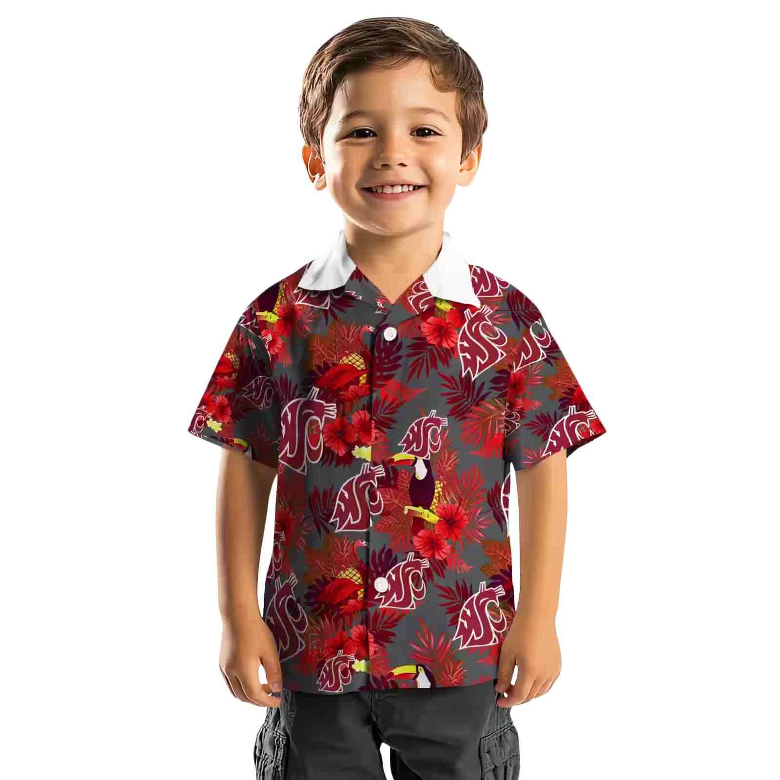 washington state cougars floral toucan crimson red hawaiian shirt top rated