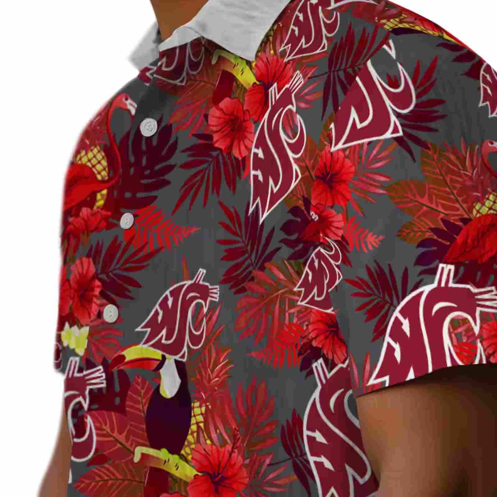 washington state cougars floral toucan crimson red hawaiian shirt trendy